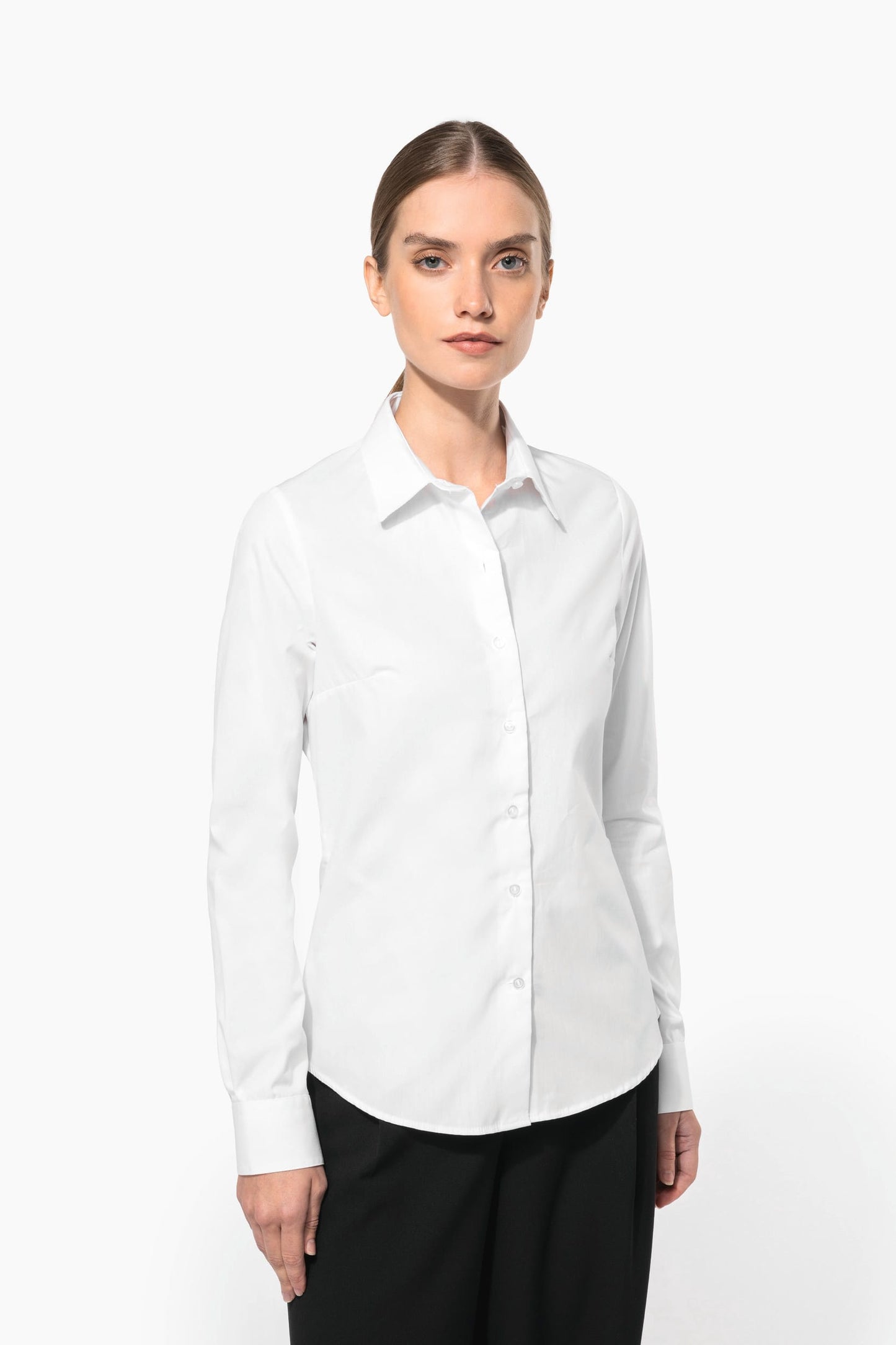 K510C - Camicia donna in popeline manica lunga