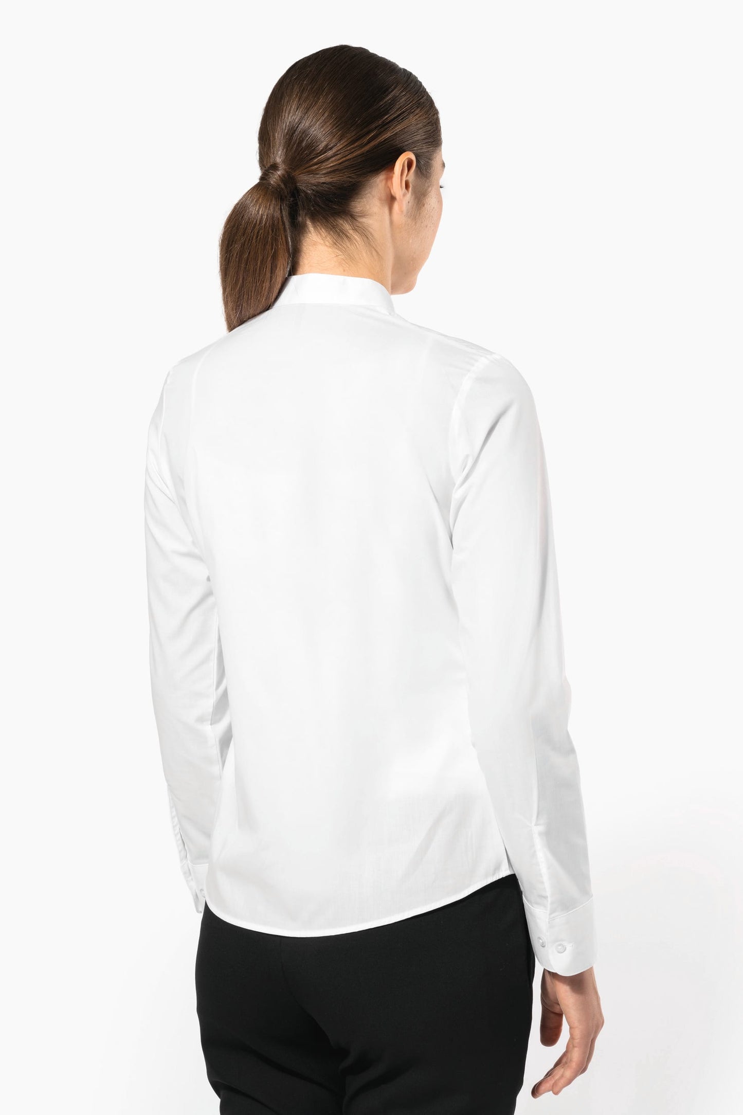 K514C - Camicia donna collo alla coreana manica lunga