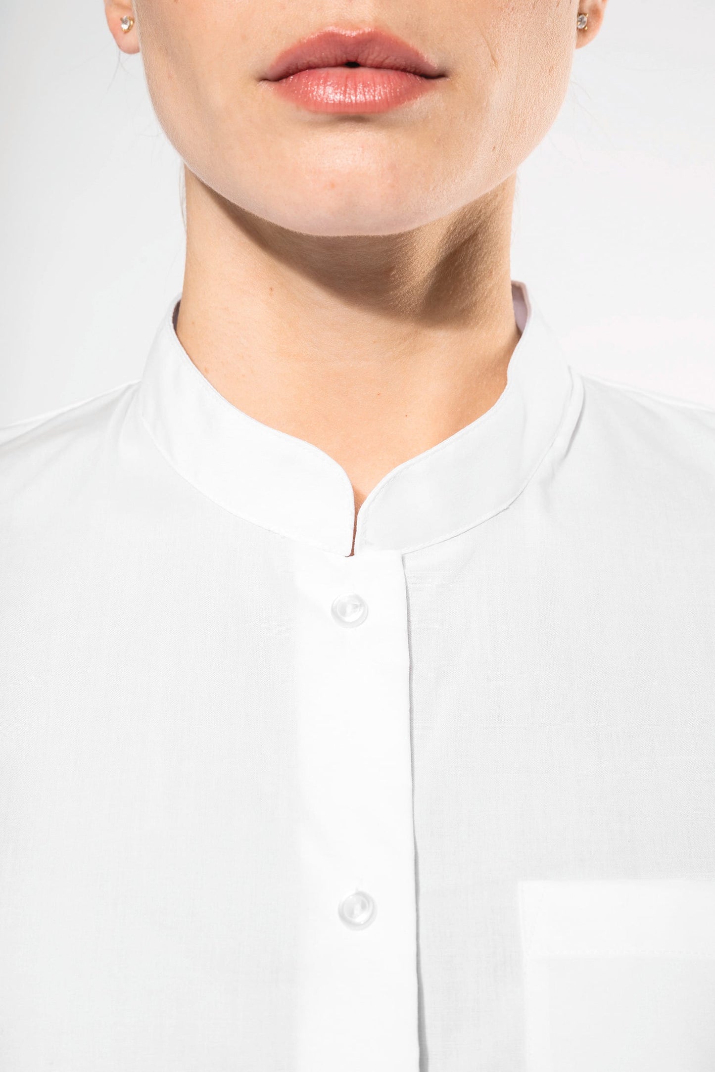 K514C - Camicia donna collo alla coreana manica lunga