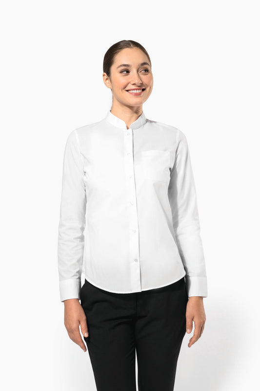 K514C - Camicia donna collo alla coreana manica lunga