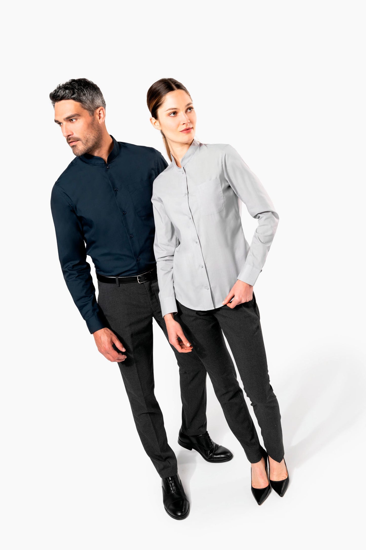 K515 - Camicia uomo collo alla coreana manica lunga