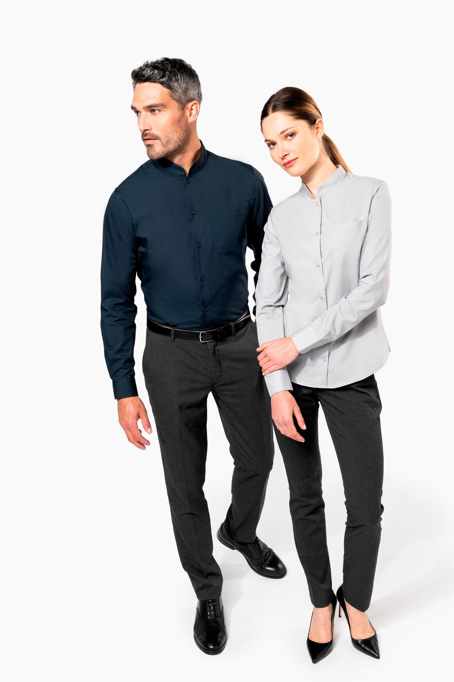 K514 - Camicia donna collo alla coreana manica lunga