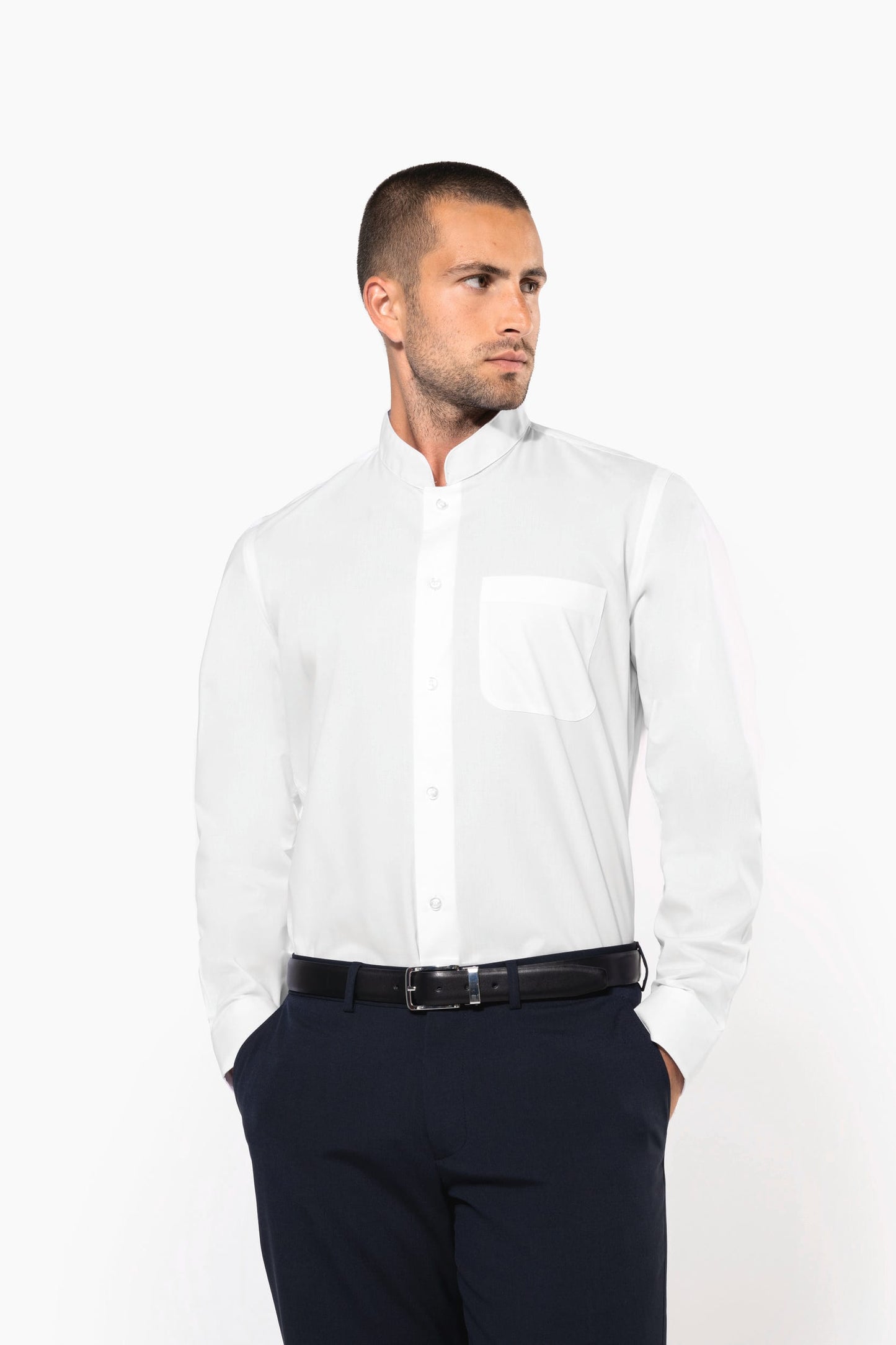 K515 - Camicia uomo collo alla coreana manica lunga