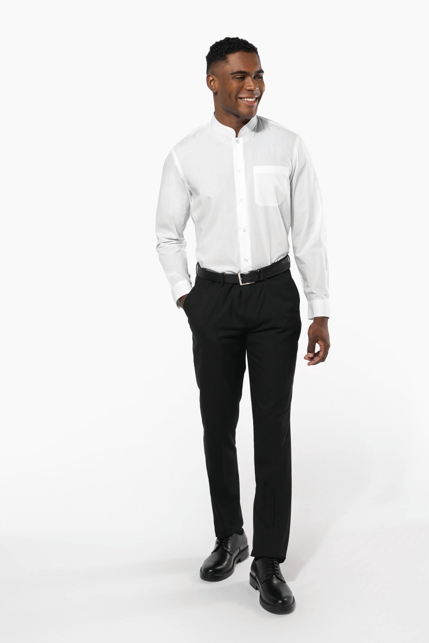 K515C - Camicia uomo collo alla coreana manica lunga