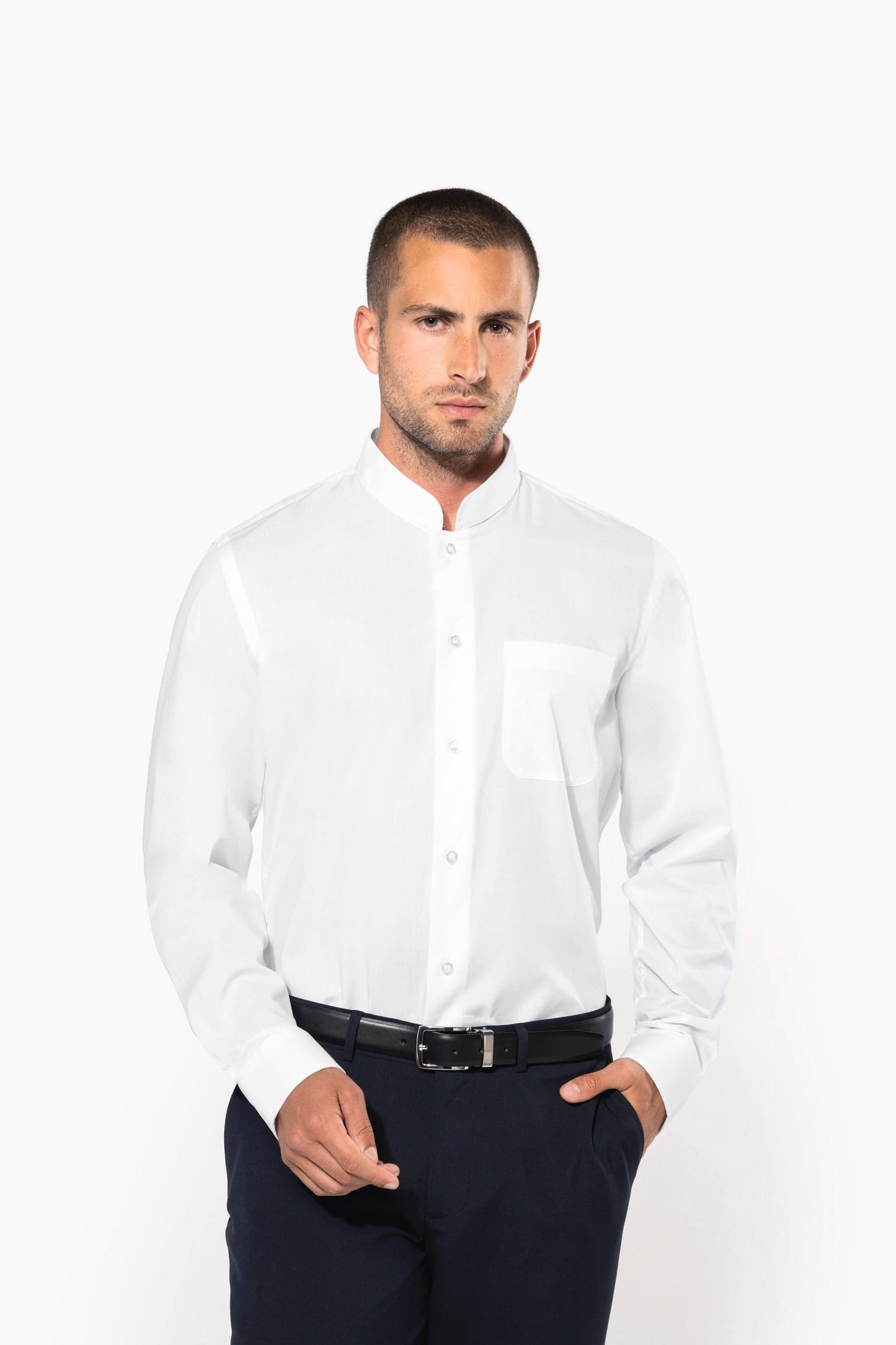 K515 - Camicia uomo collo alla coreana manica lunga