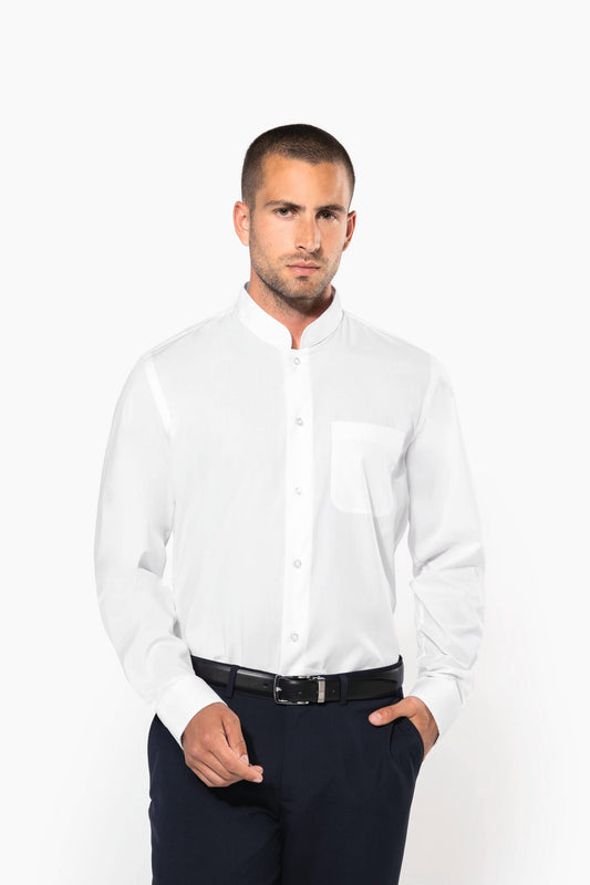 K515C - Camicia uomo collo alla coreana manica lunga