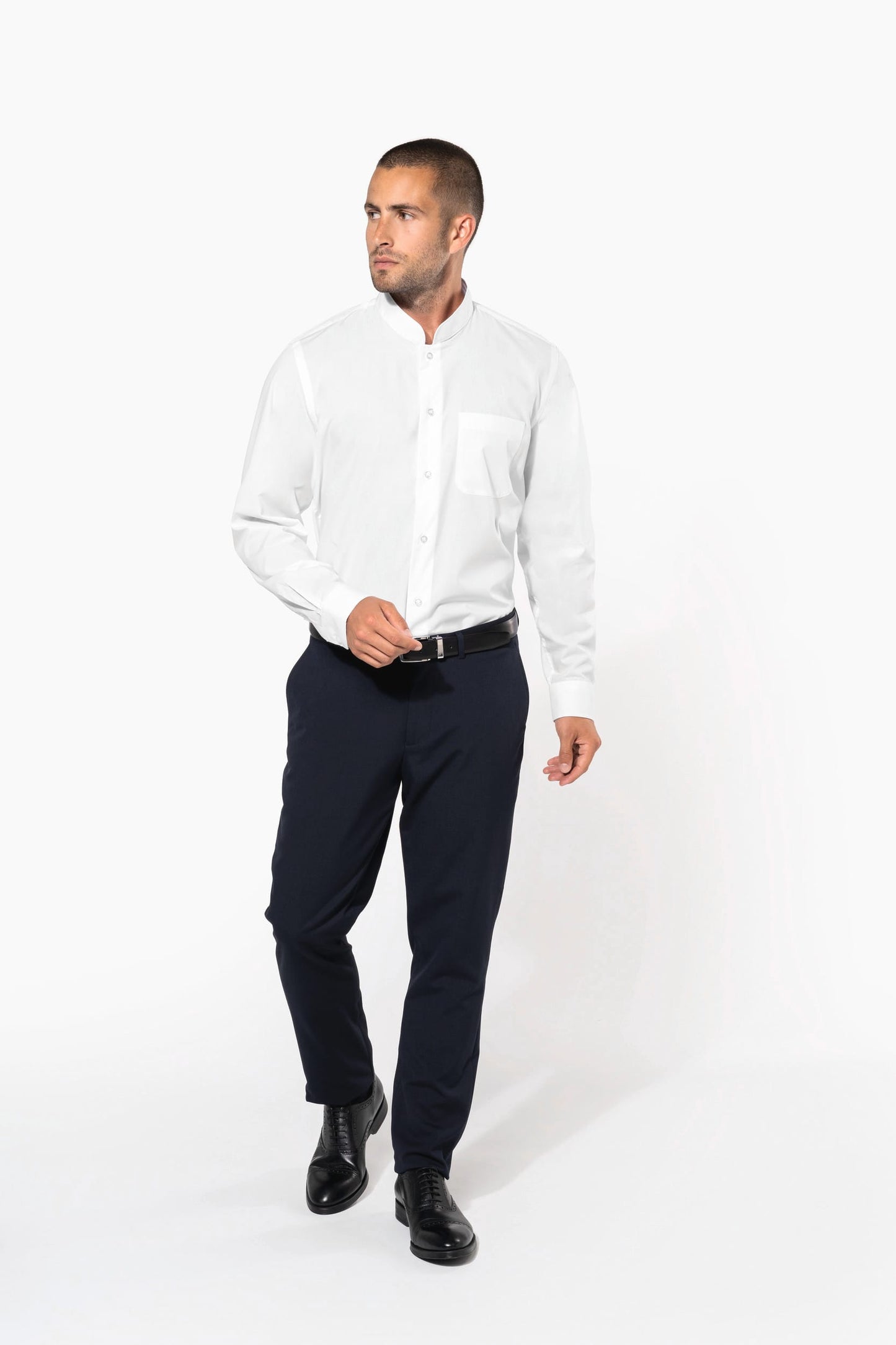 K515 - Camicia uomo collo alla coreana manica lunga