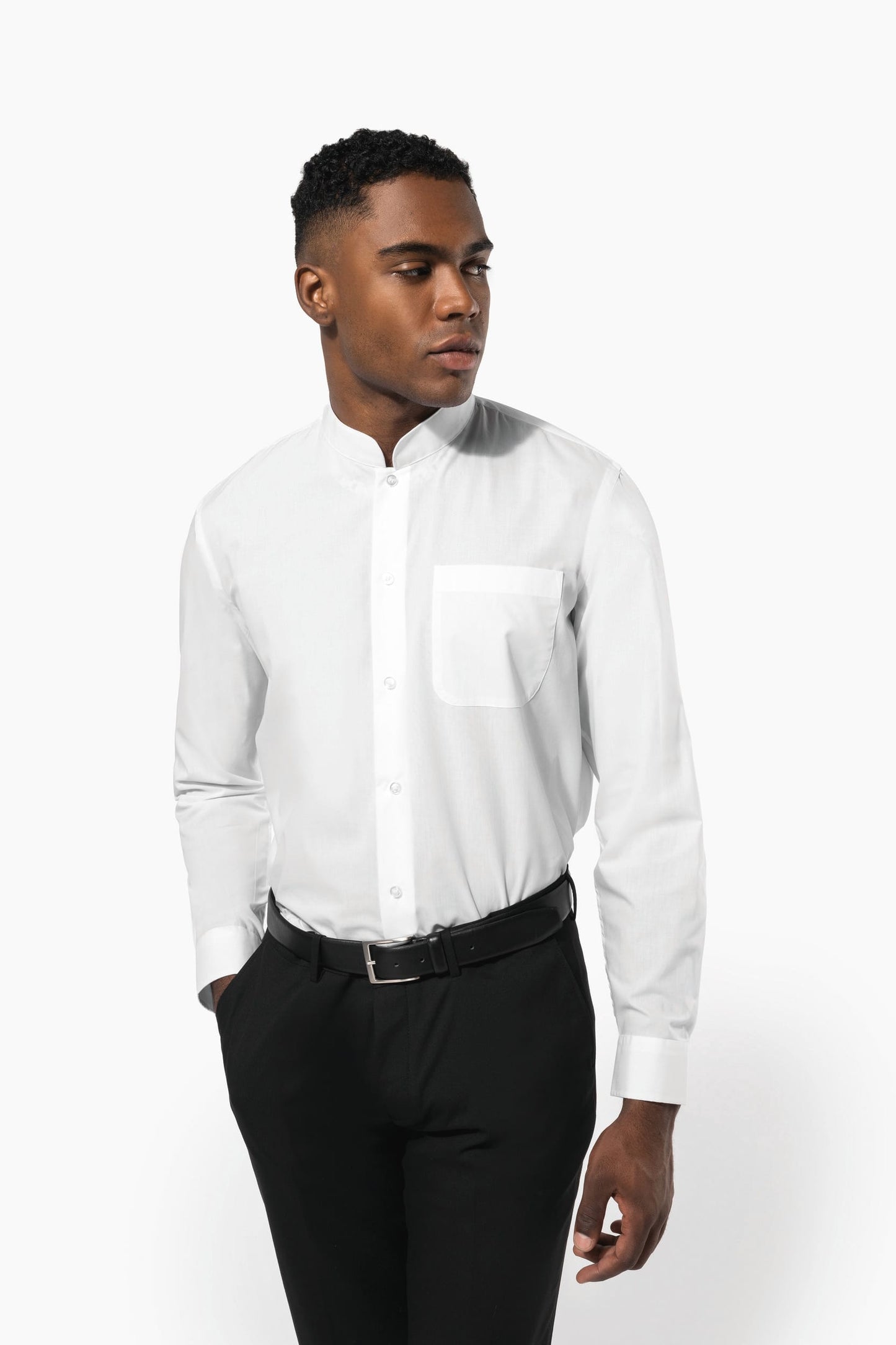 K515 - Camicia uomo collo alla coreana manica lunga