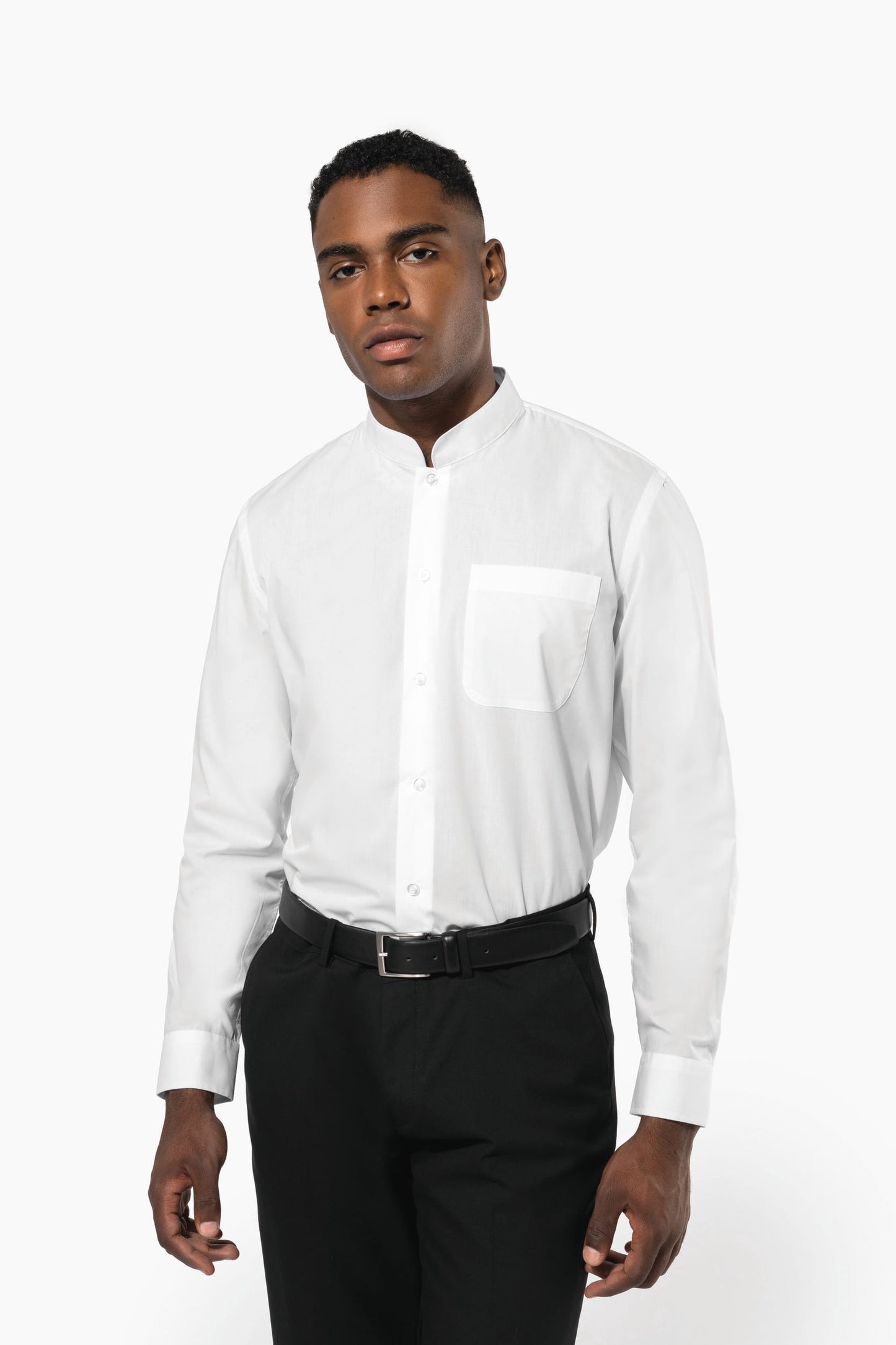 K515C - Camicia uomo collo alla coreana manica lunga