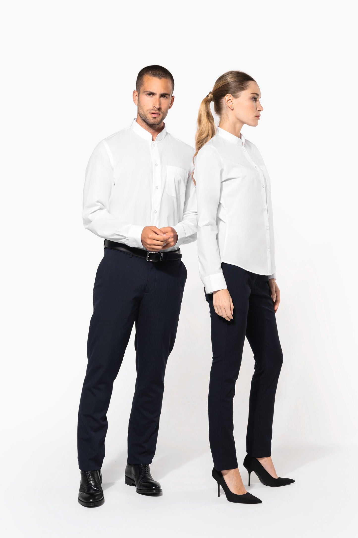 K514 - Camicia donna collo alla coreana manica lunga