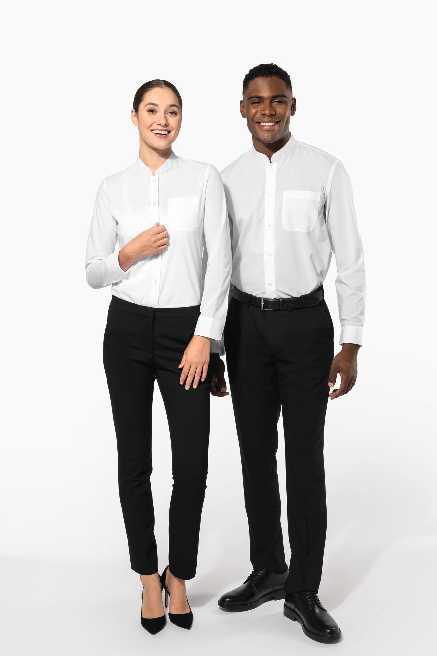 K515C - Camicia uomo collo alla coreana manica lunga