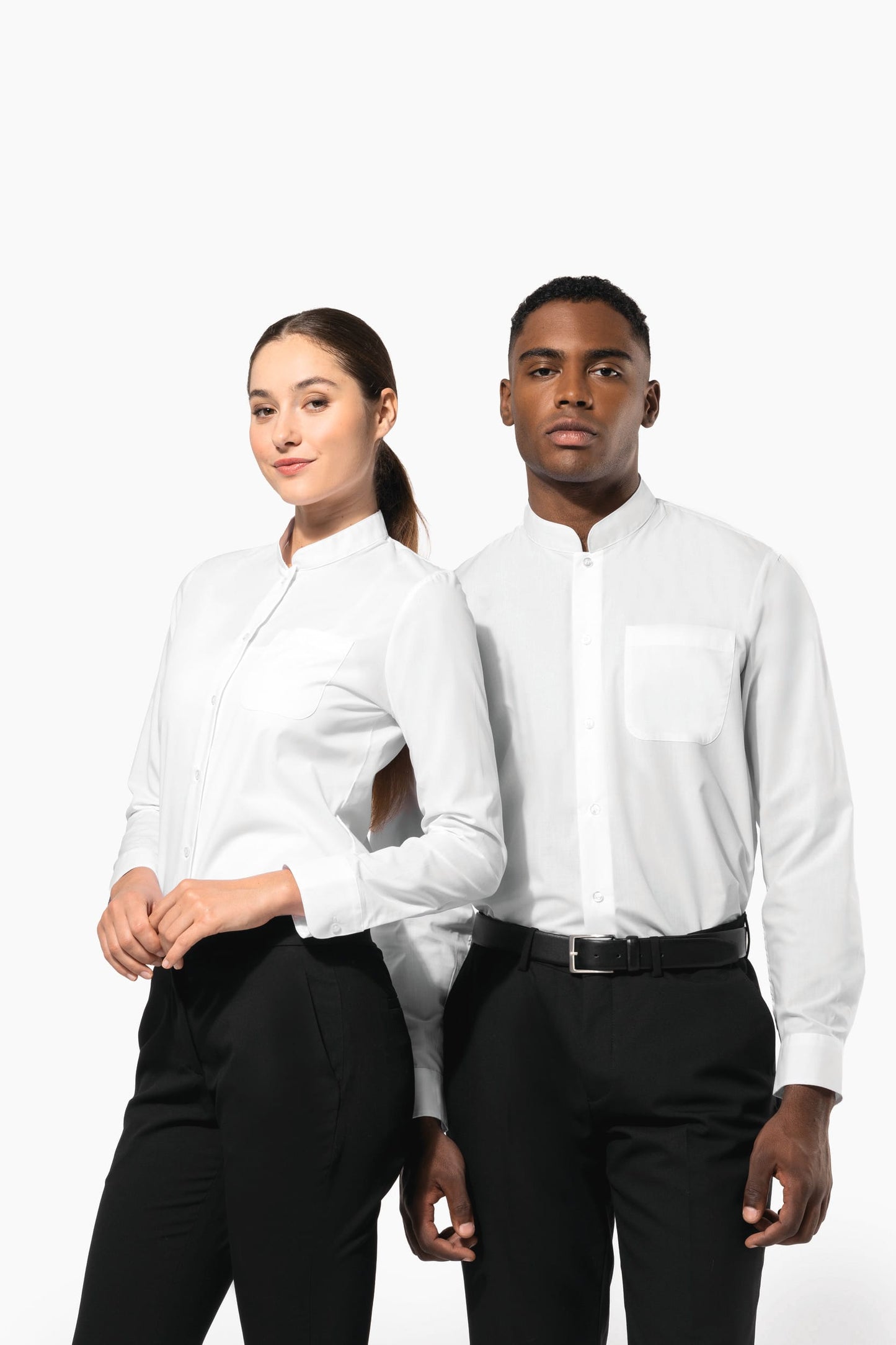 K514 - Camicia donna collo alla coreana manica lunga