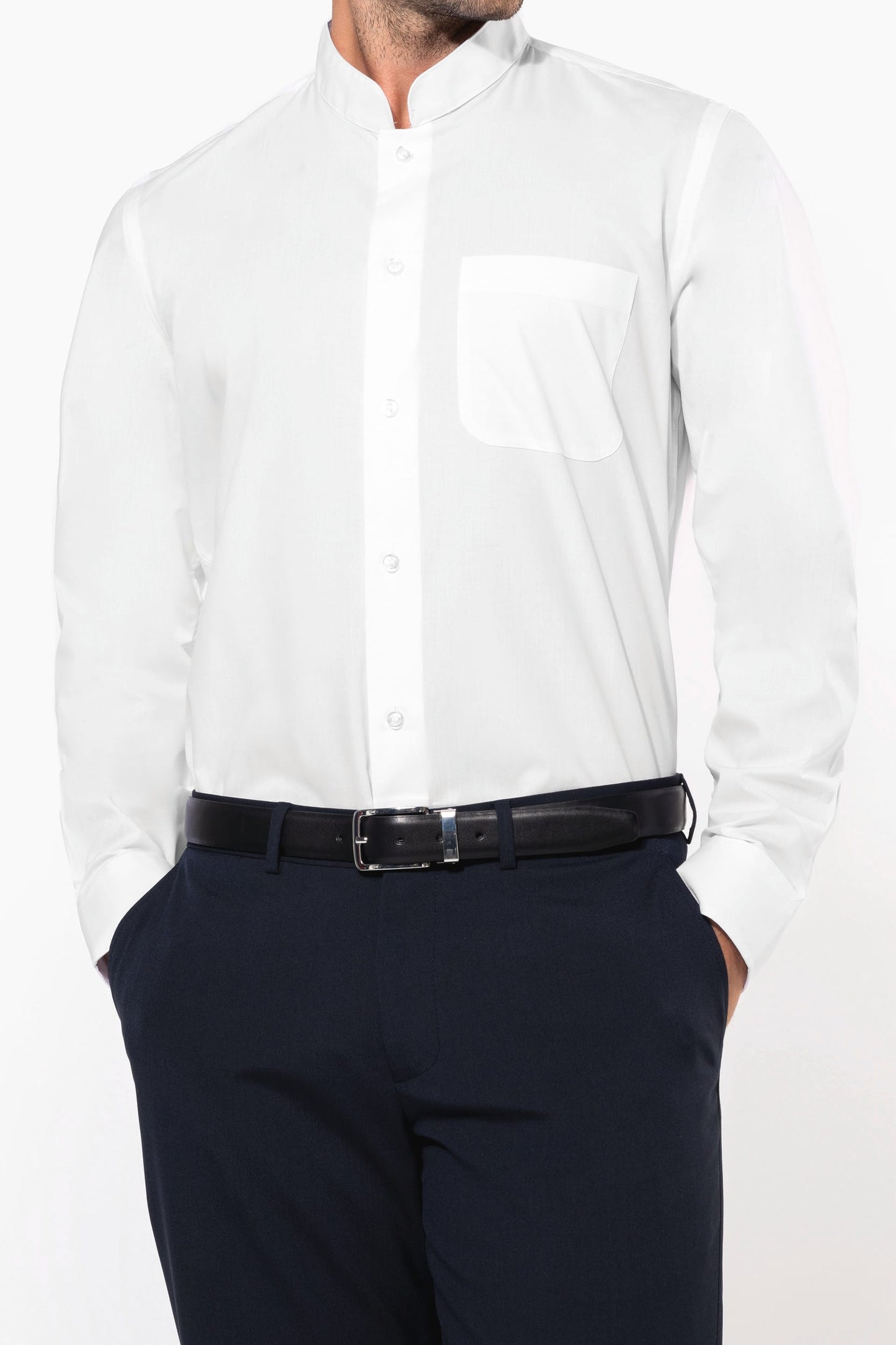 K515C - Camicia uomo collo alla coreana manica lunga