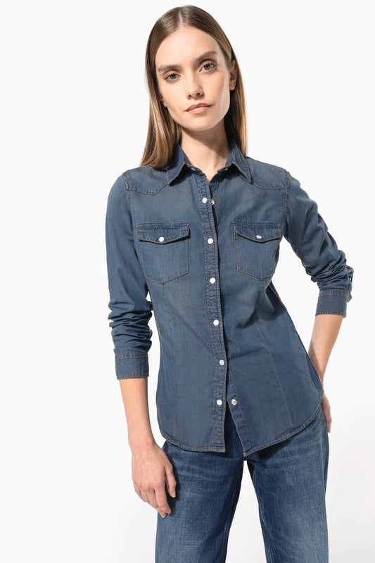 K518 - Camicia donna Denim manica lunga