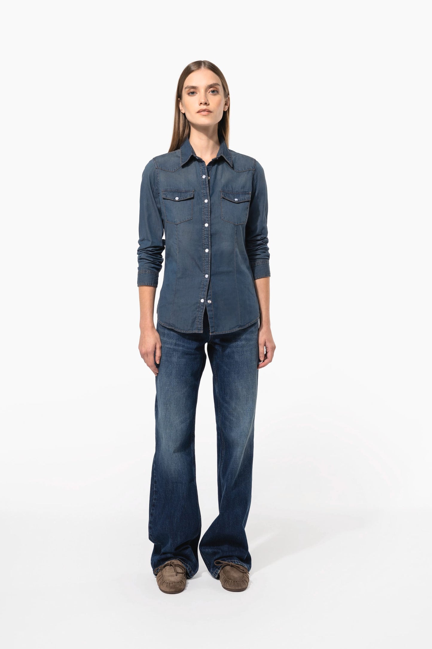 K518 - Camicia donna Denim manica lunga