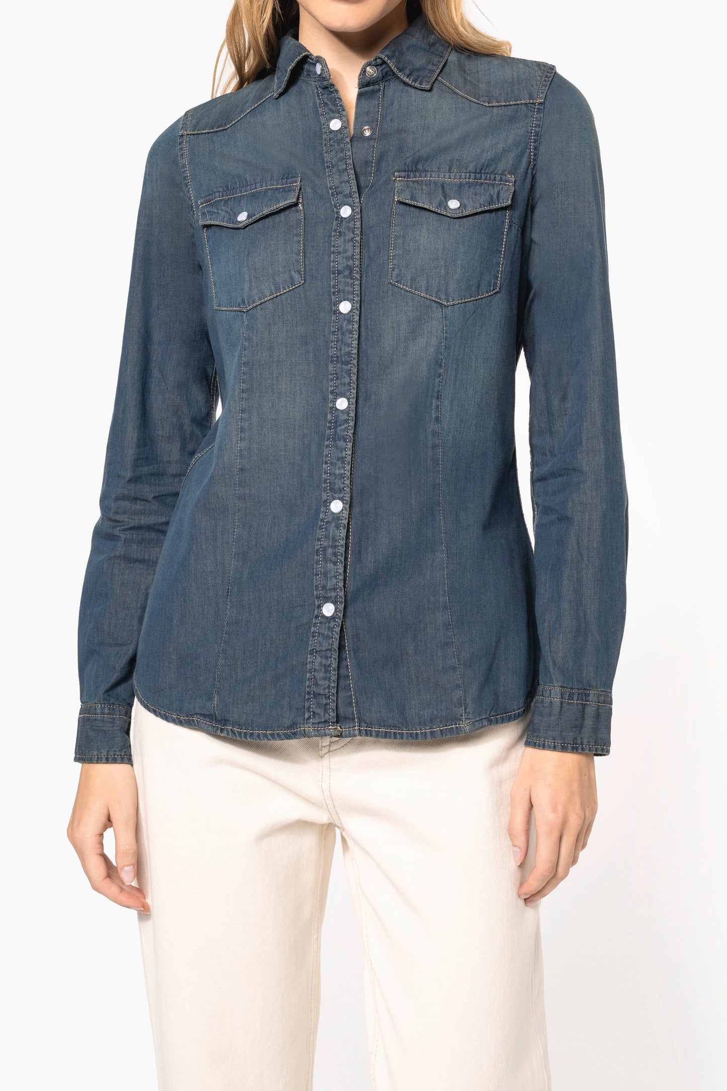 K518 - Camicia donna Denim manica lunga