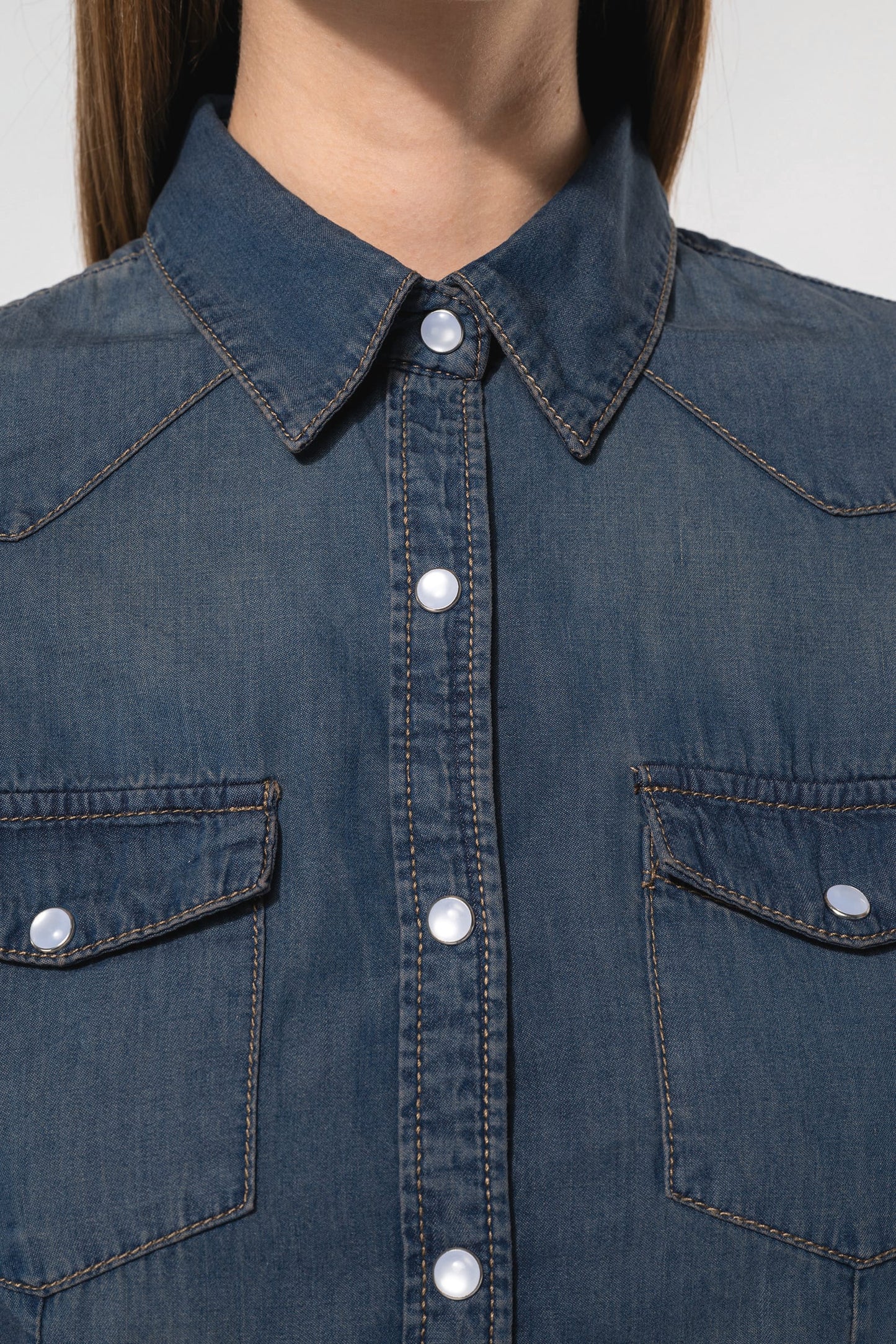 K518 - Camicia donna Denim manica lunga