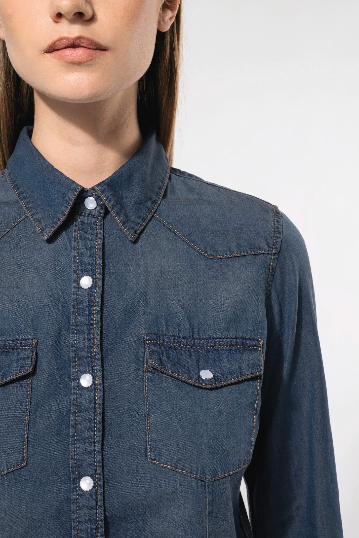 K518 - Camicia donna Denim manica lunga