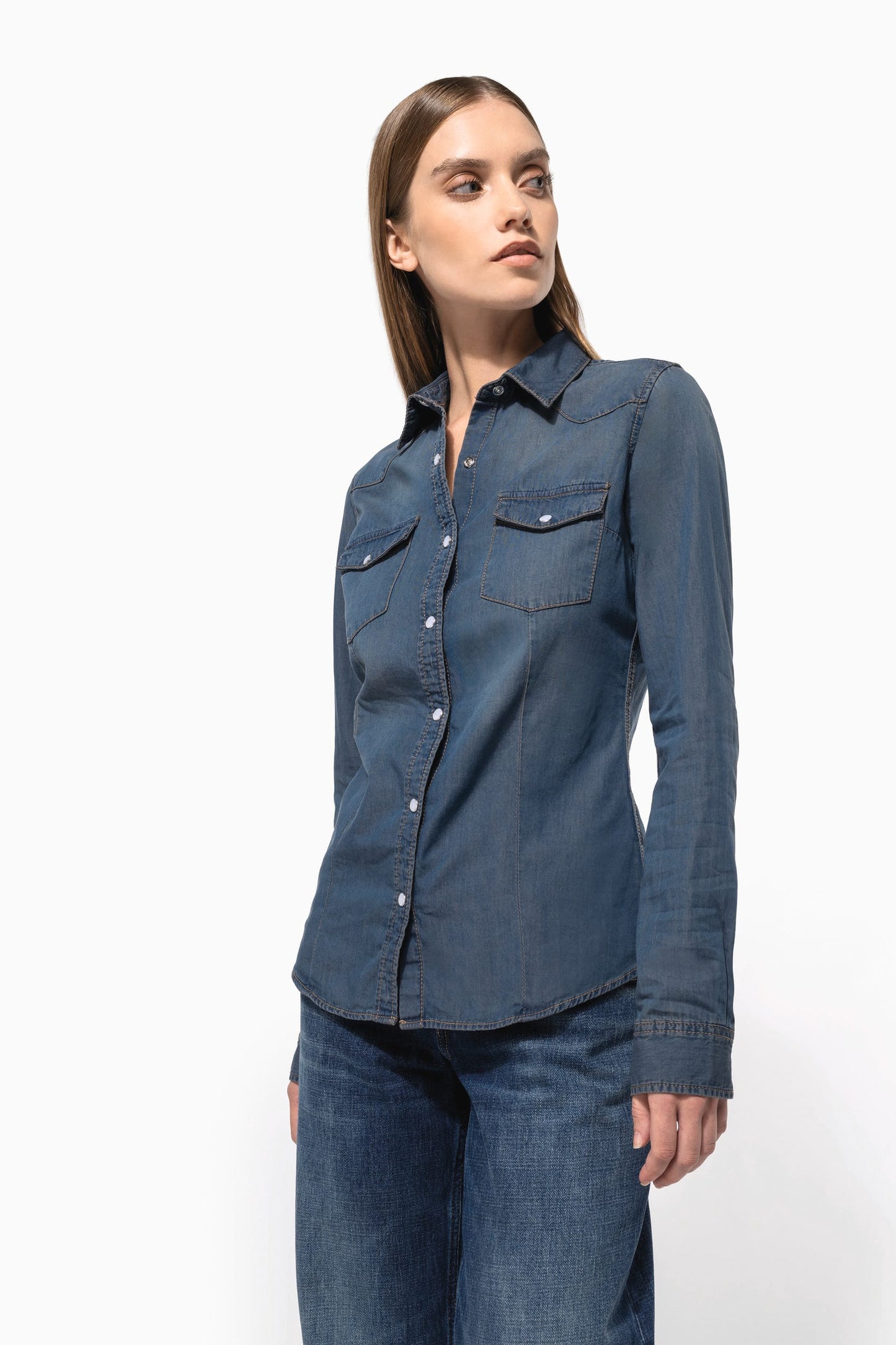 K518 - Camicia donna Denim manica lunga