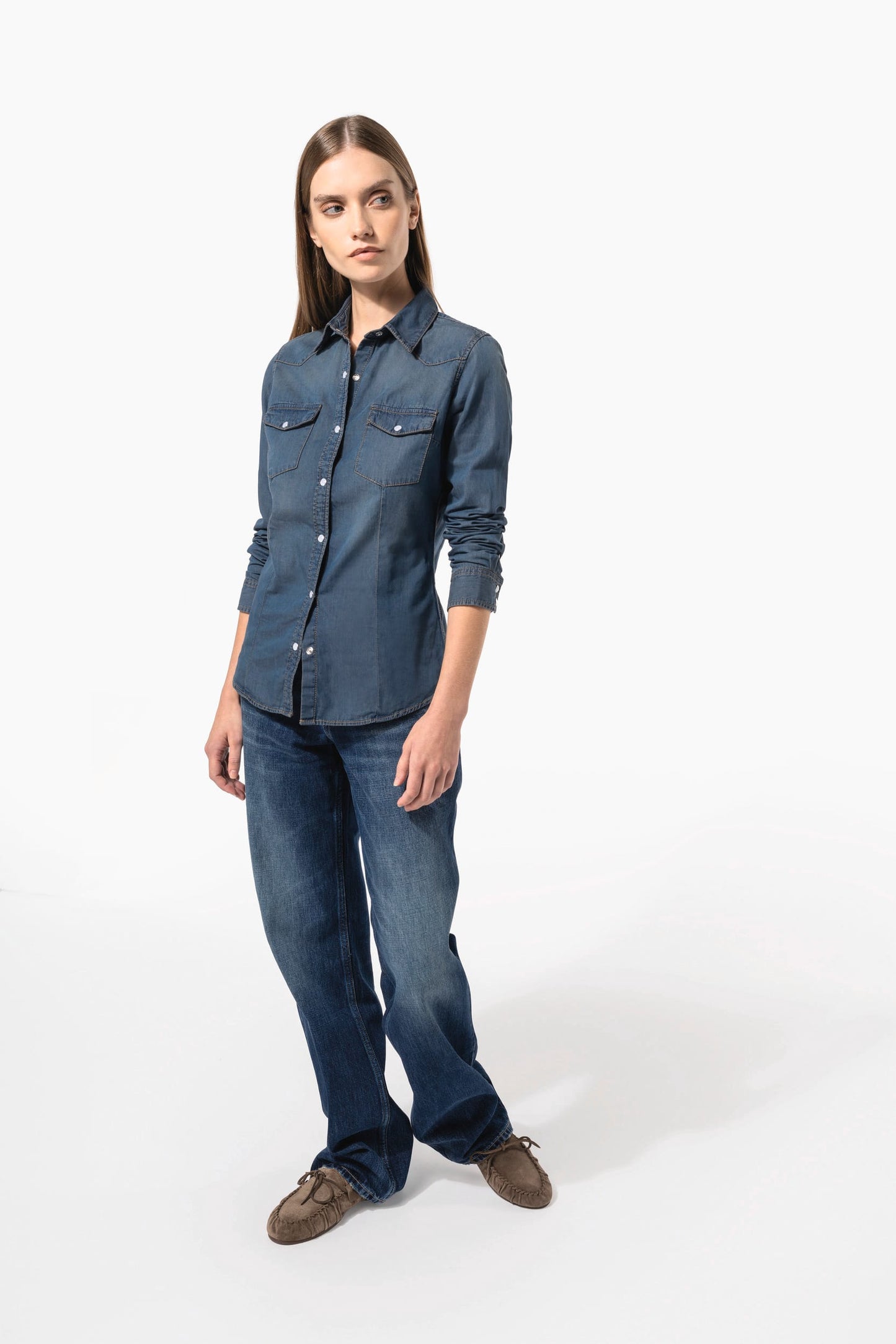 K518 - Camicia donna Denim manica lunga