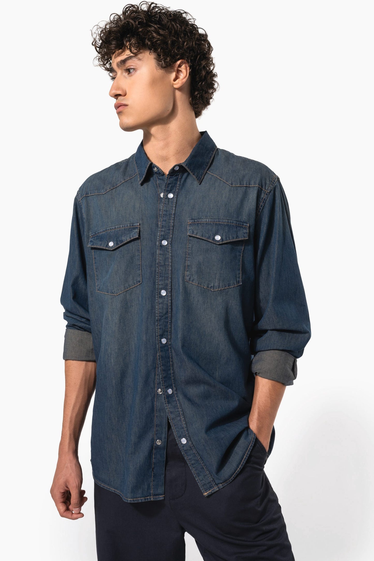 K519 - Camicia uomo Denim manica lunga
