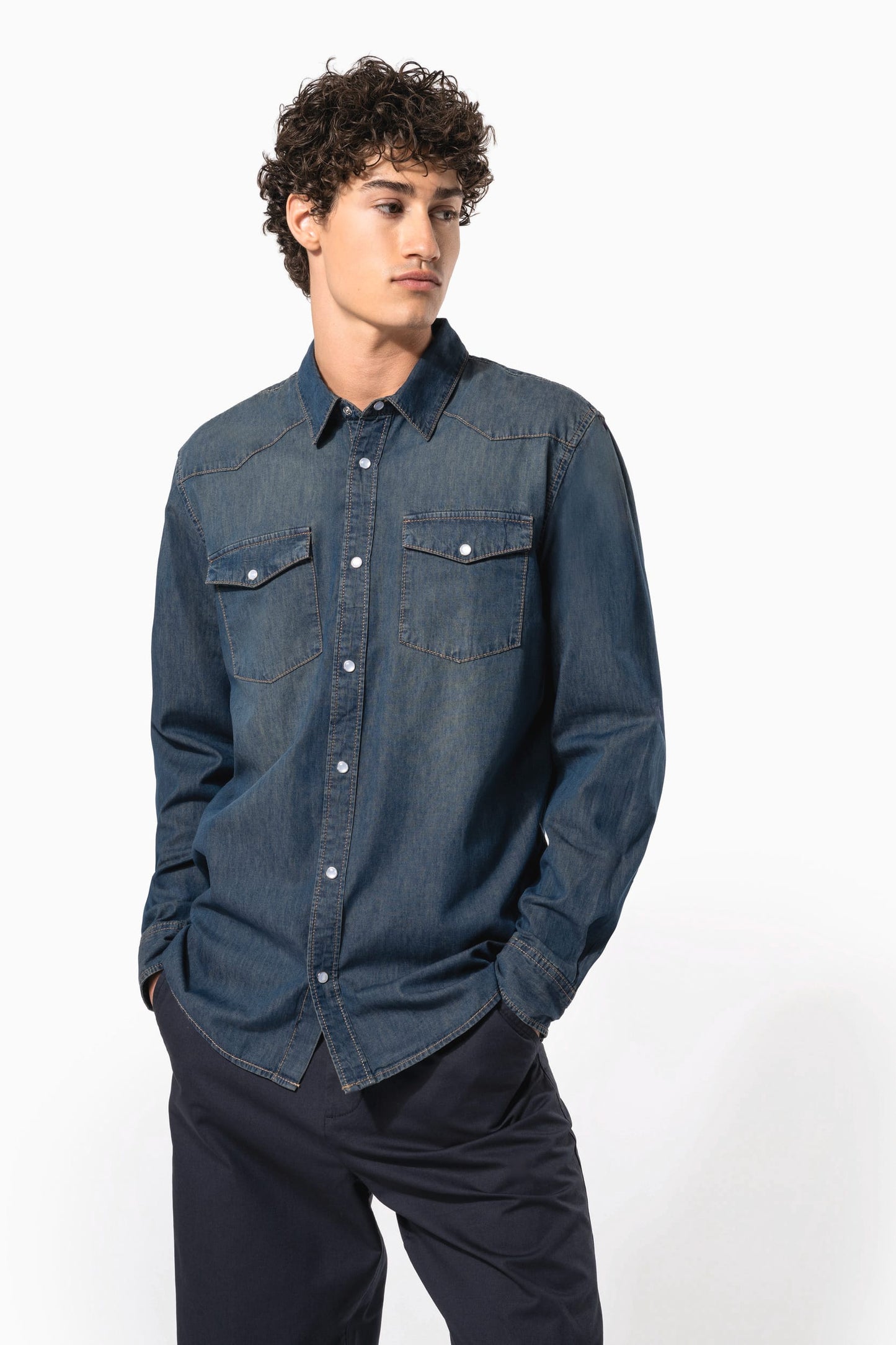 K519 - Camicia uomo Denim manica lunga