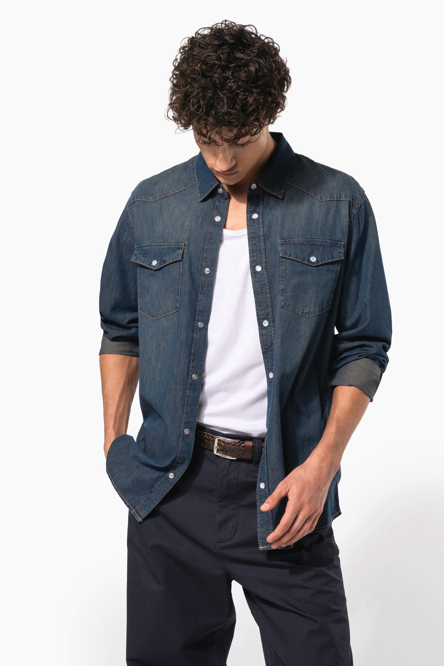 K519 - Camicia uomo Denim manica lunga