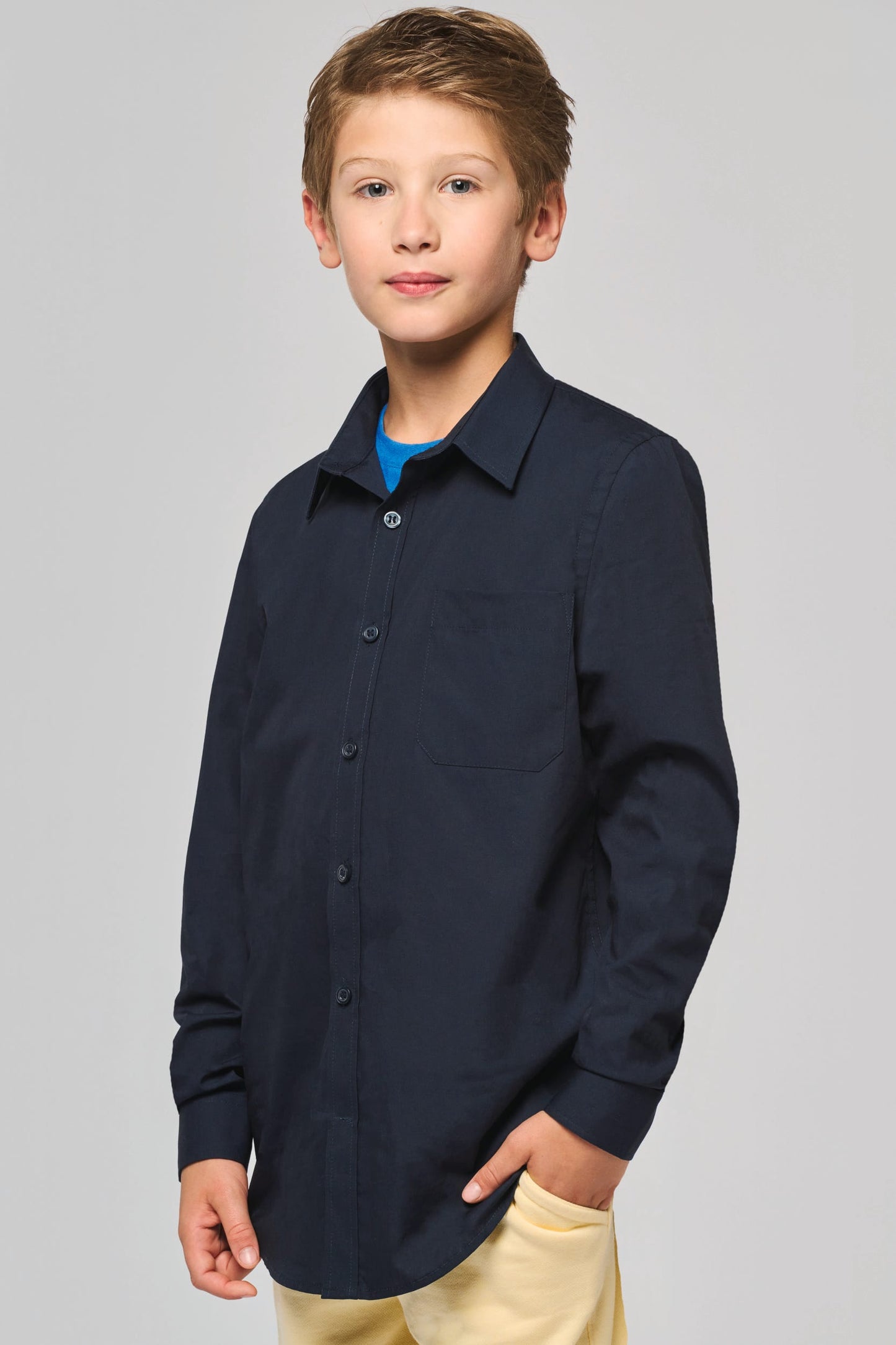 K521 - Camicia bambino in popeline manica lunga