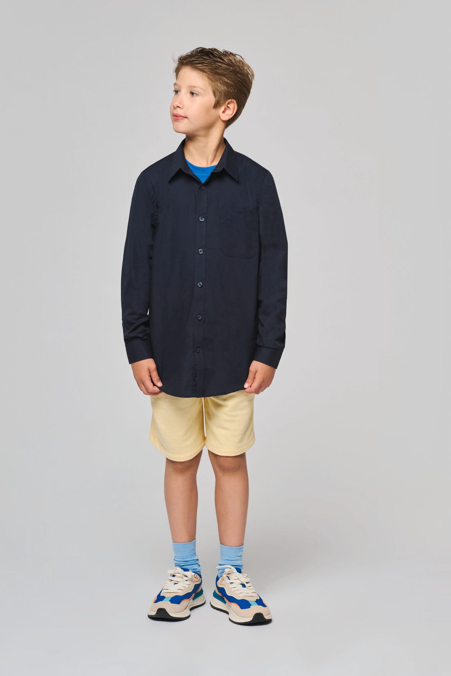 K521 - Camicia bambino in popeline manica lunga