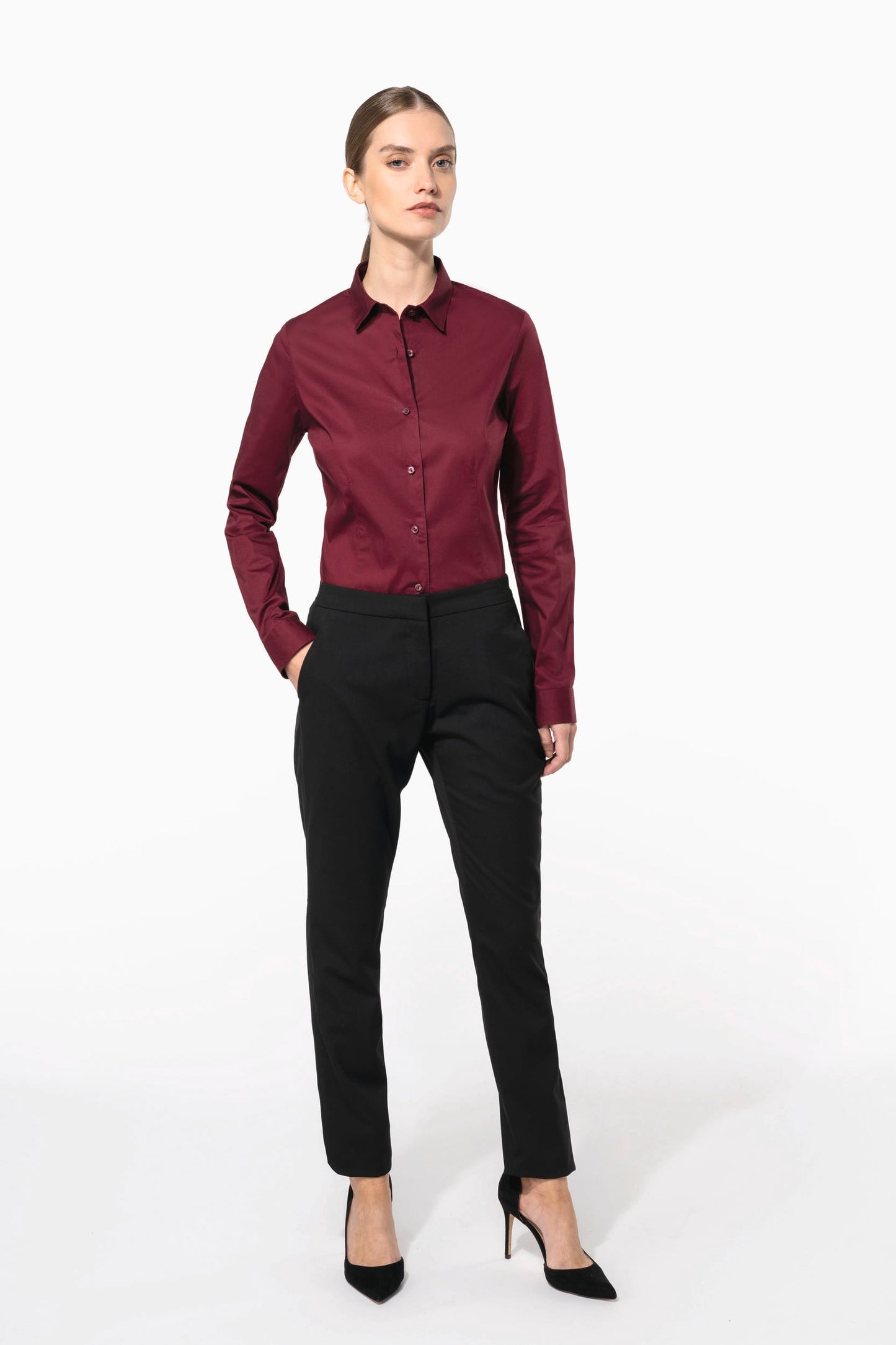 K530 - Camicia donna elasticizzata manica lunga