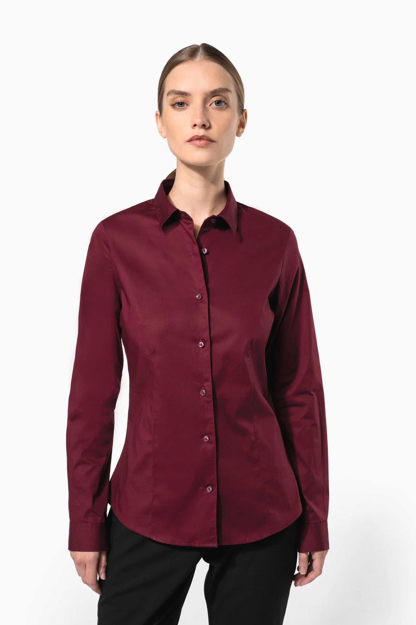 K530 - Camicia donna elasticizzata manica lunga