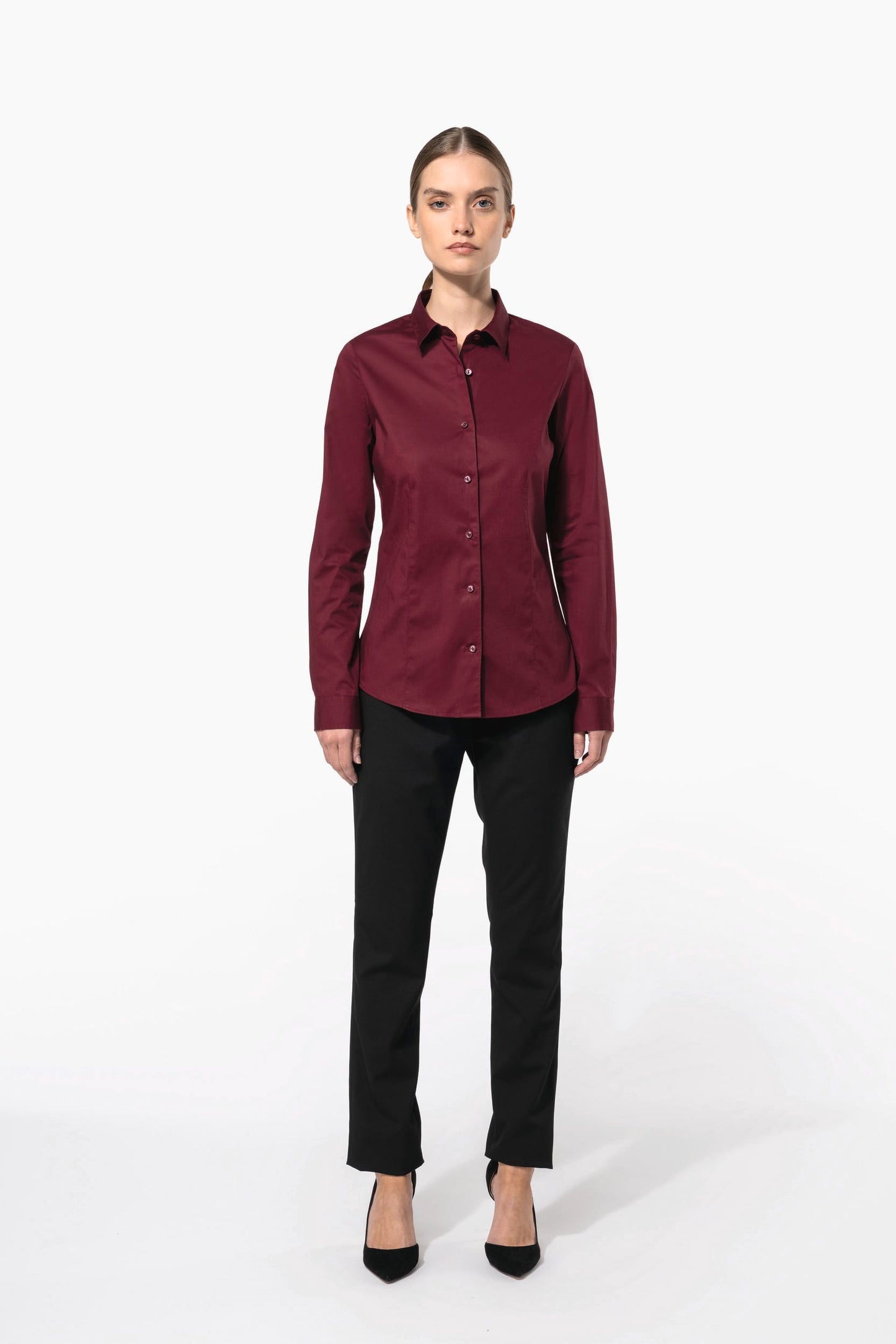 K530 - Camicia donna elasticizzata manica lunga