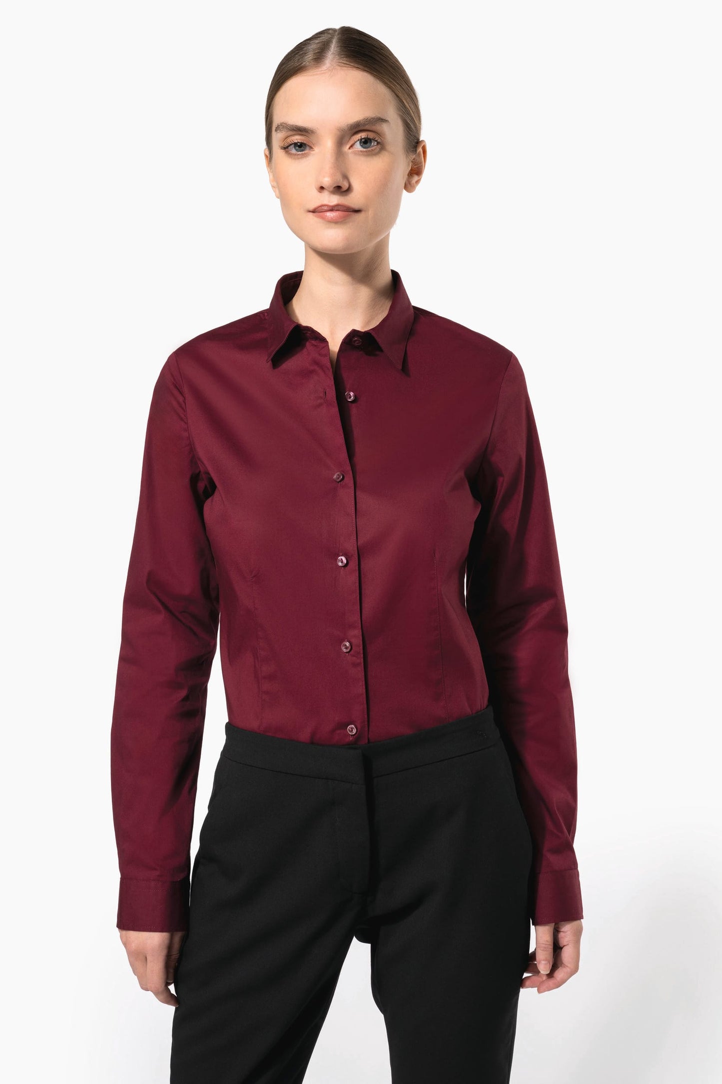 K530 - Camicia donna elasticizzata manica lunga