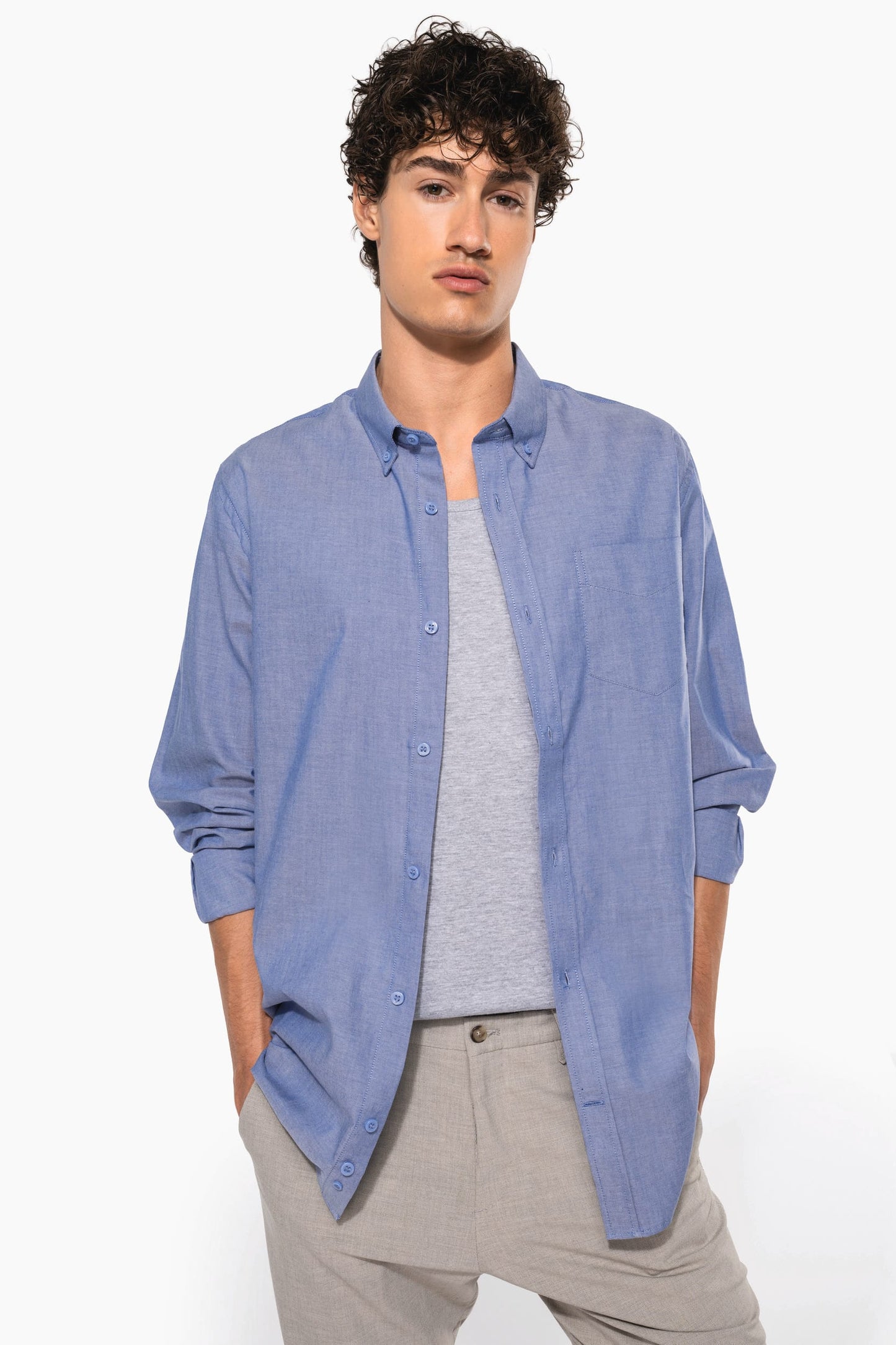 K533 - Camicia Oxford uomo manica lunga