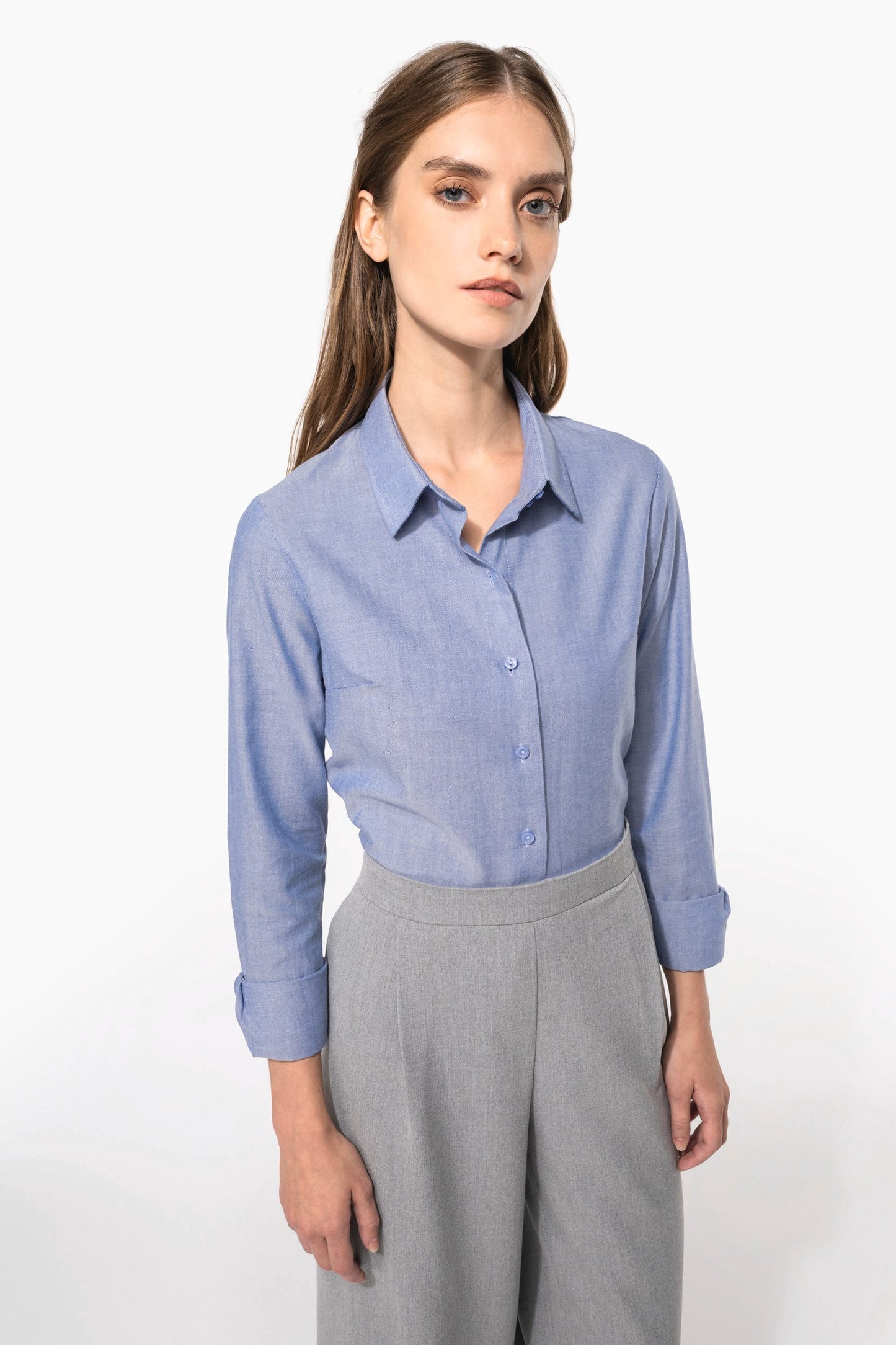 K534C - Camicia Oxford donna manica lunga