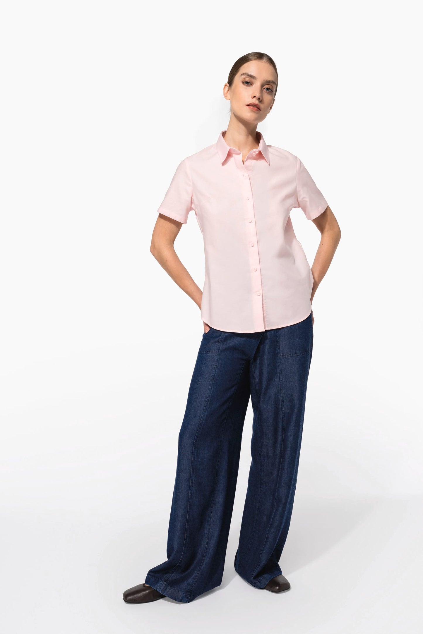 K536C - Camicia Oxford donna manica corta