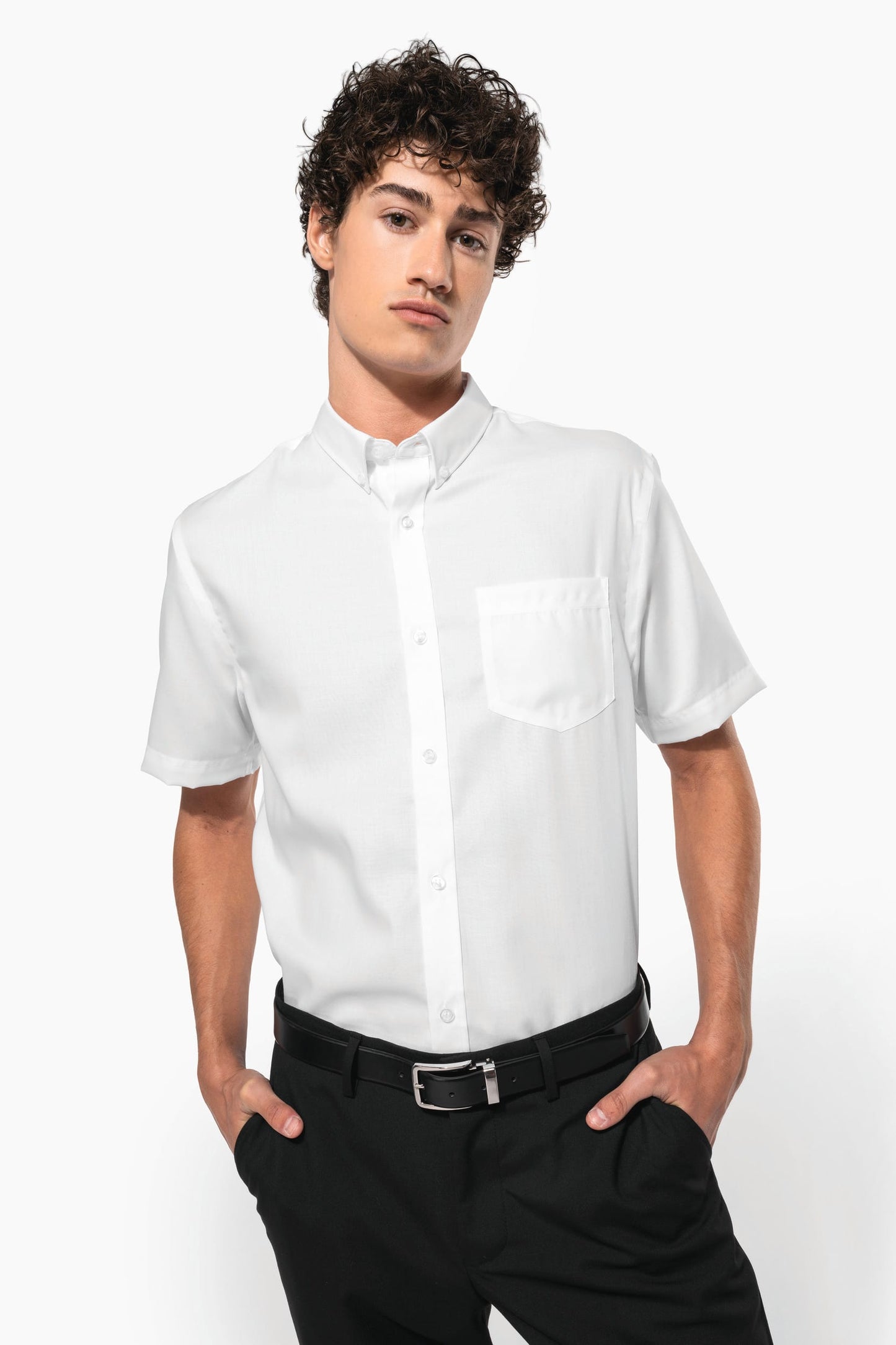 K539 - Camicia uomo Micro Twill manica corta no stiro