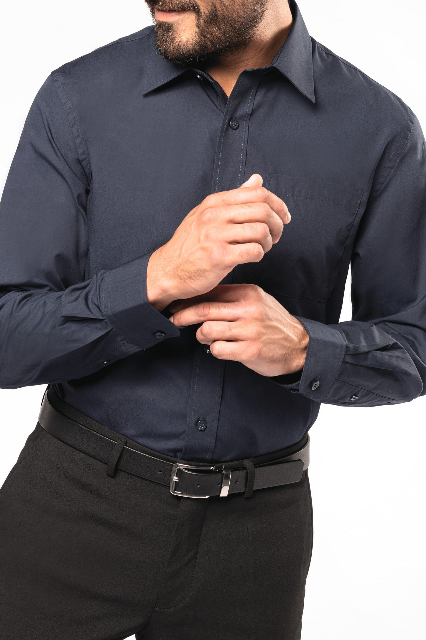 K541C - Camicia uomo in popeline manica lunga