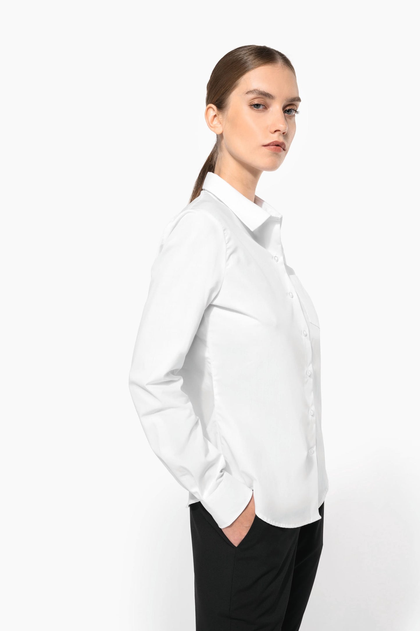 K542C - Camicia donna in popeline manica lunga