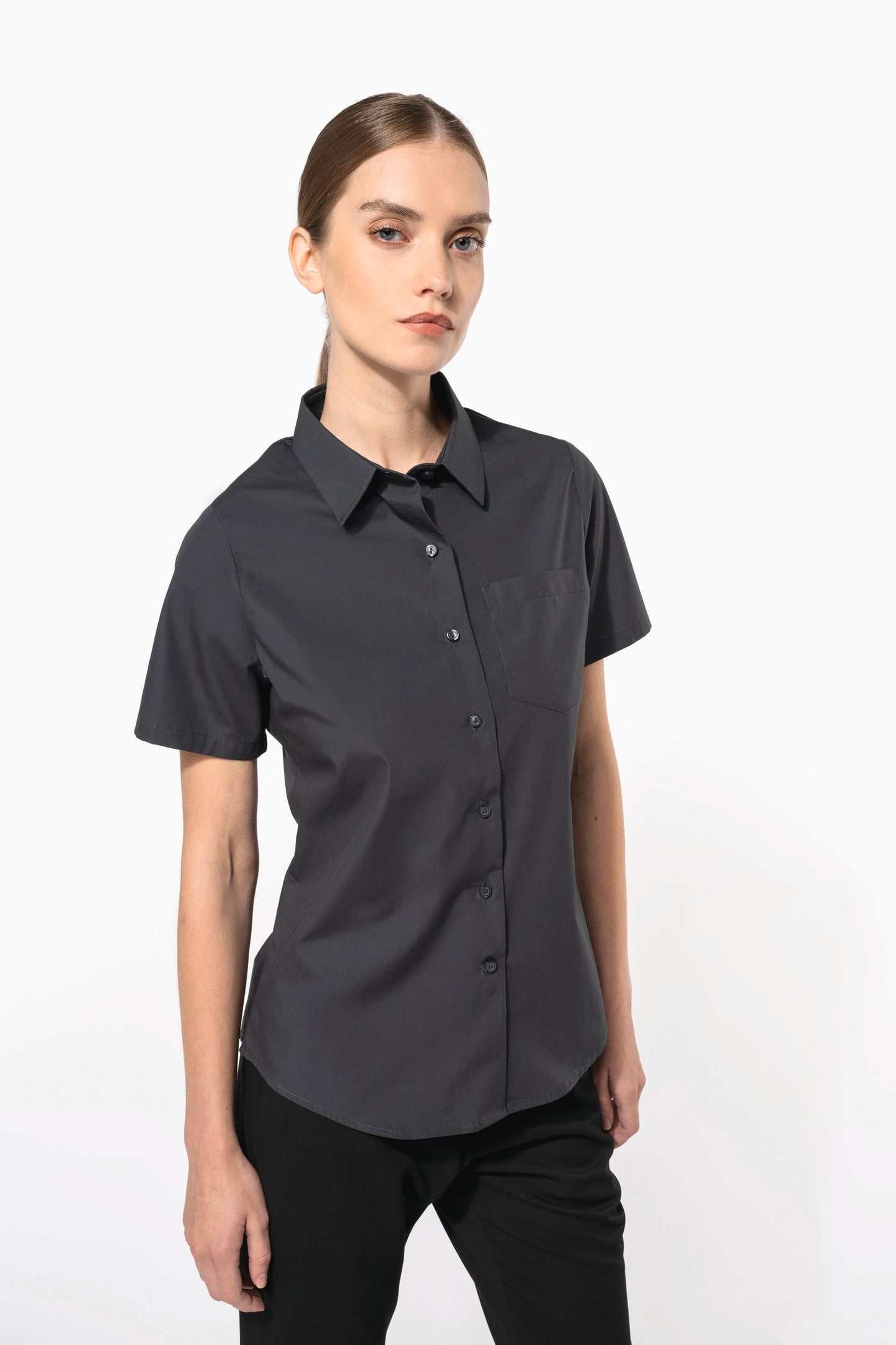 K544C - Camicia donna in popeline manica corta