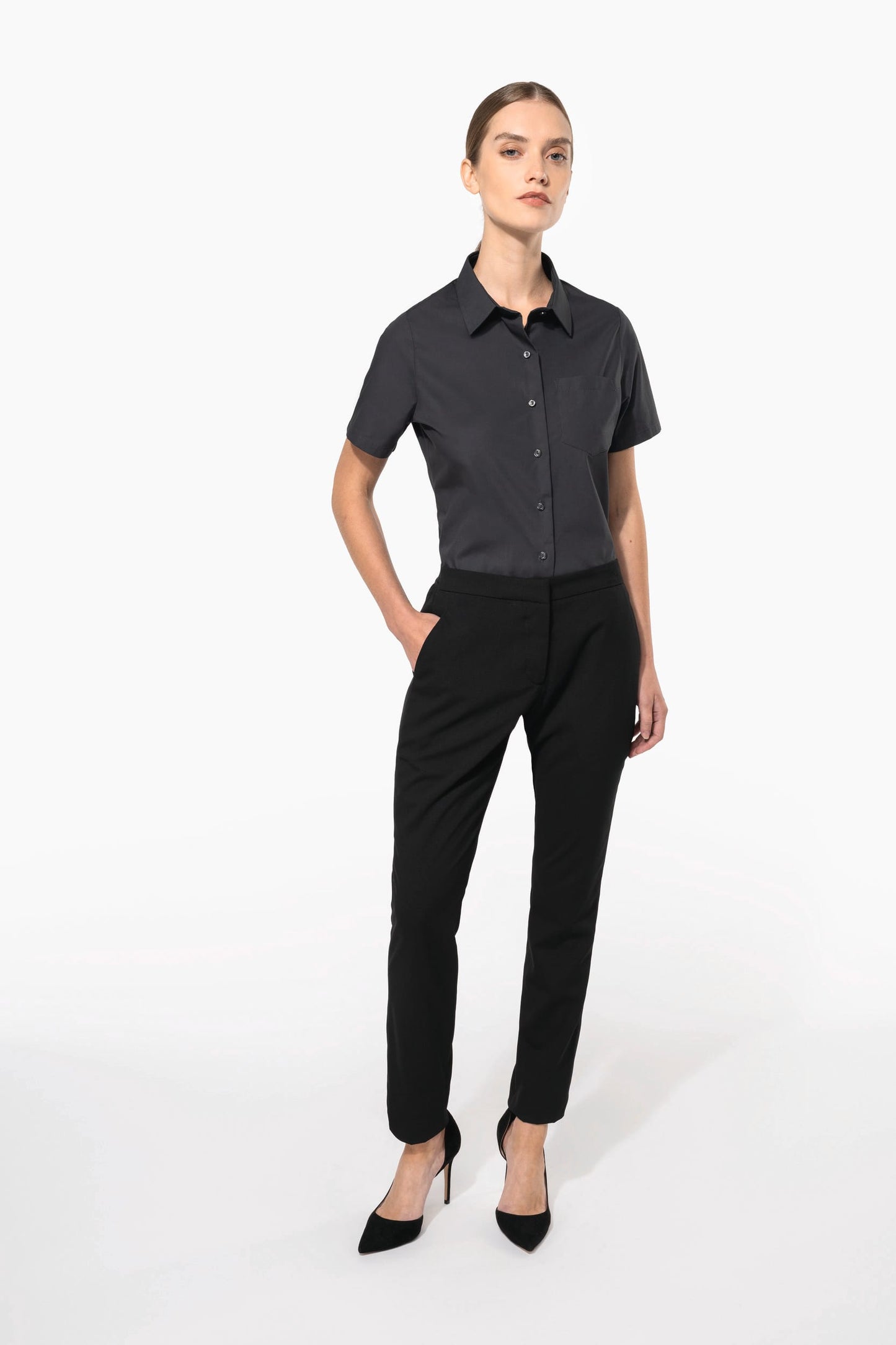 K544C - Camicia donna in popeline manica corta