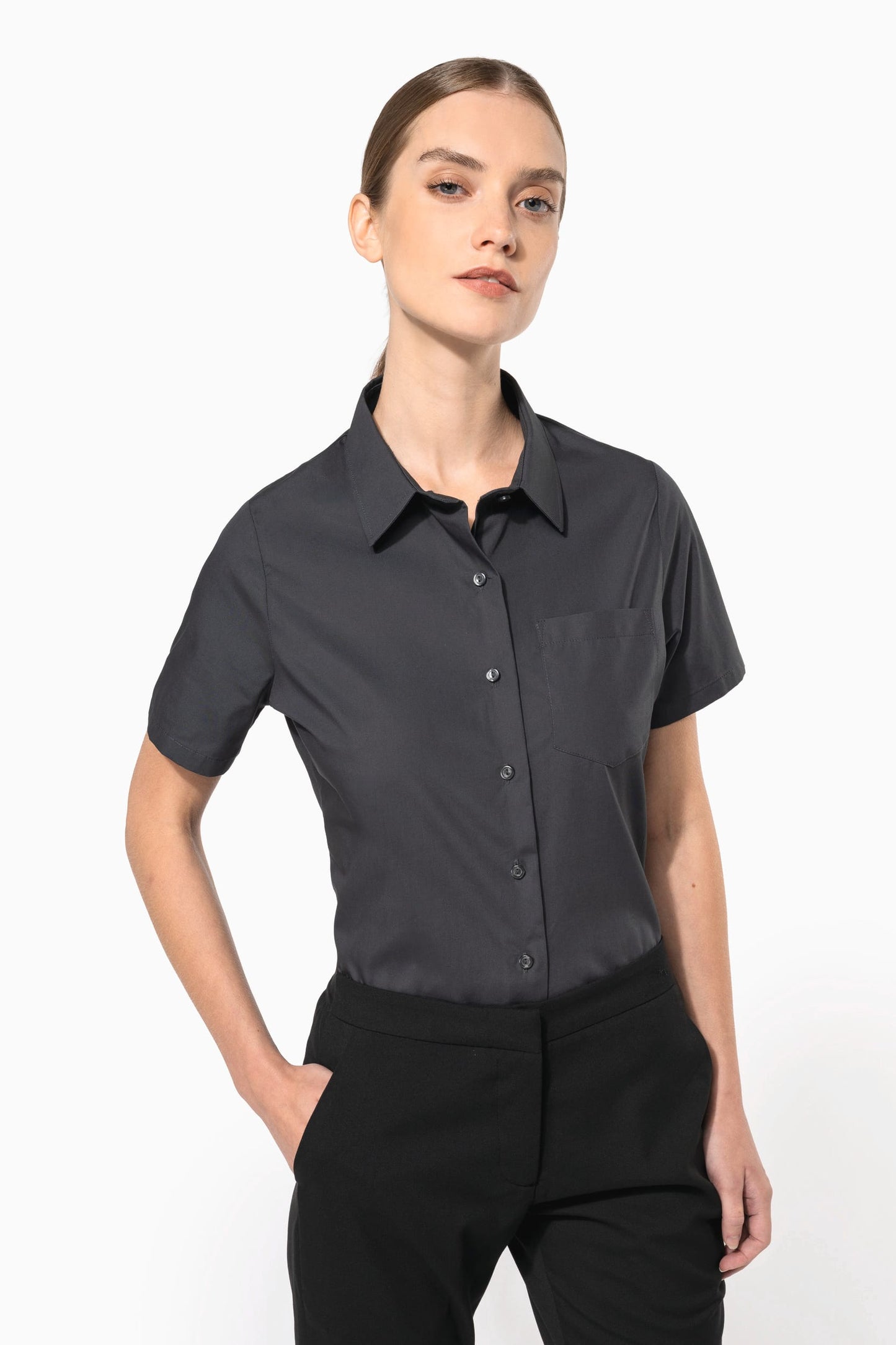 K544 - Camicia donna in popeline manica corta