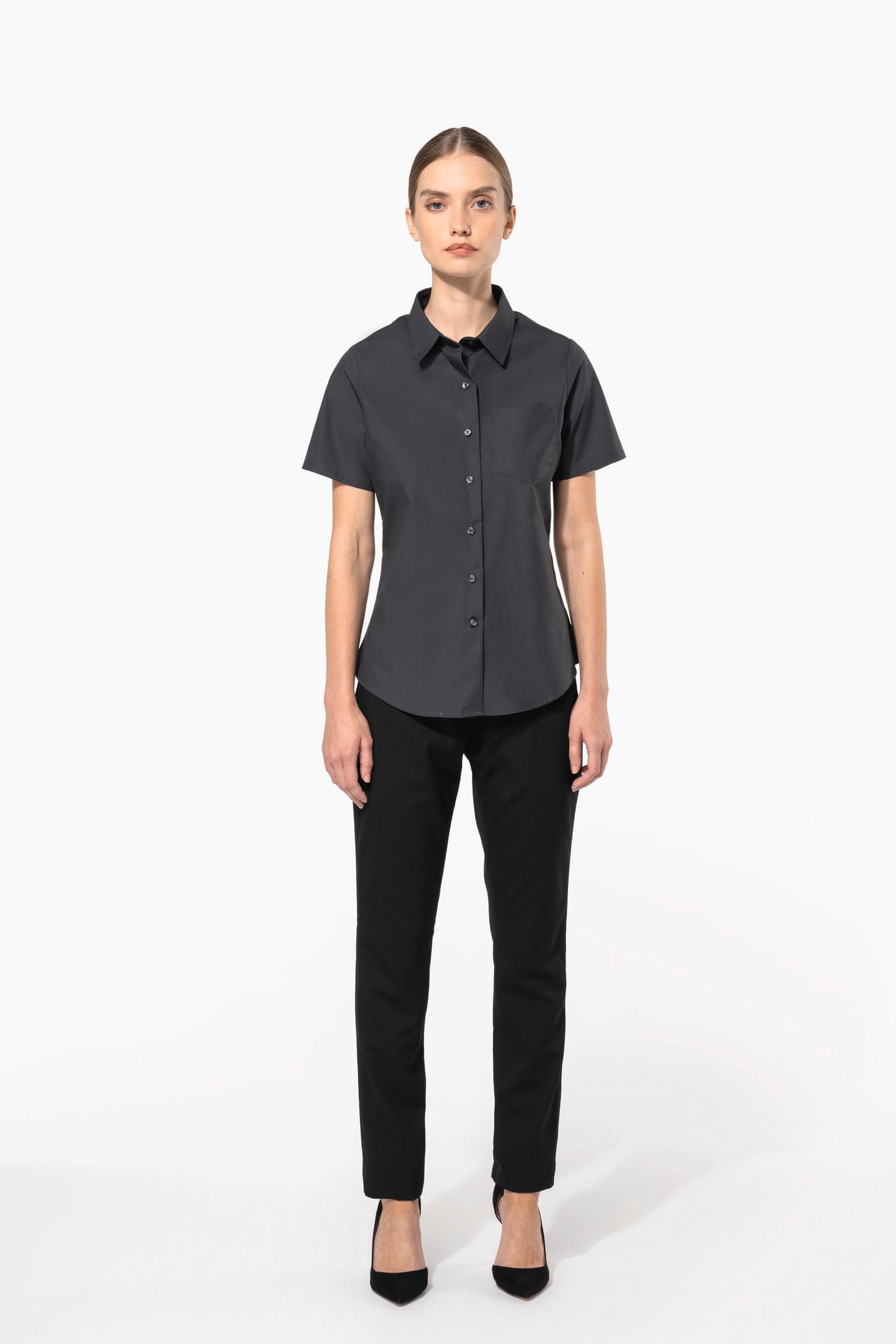 K544C - Camicia donna in popeline manica corta