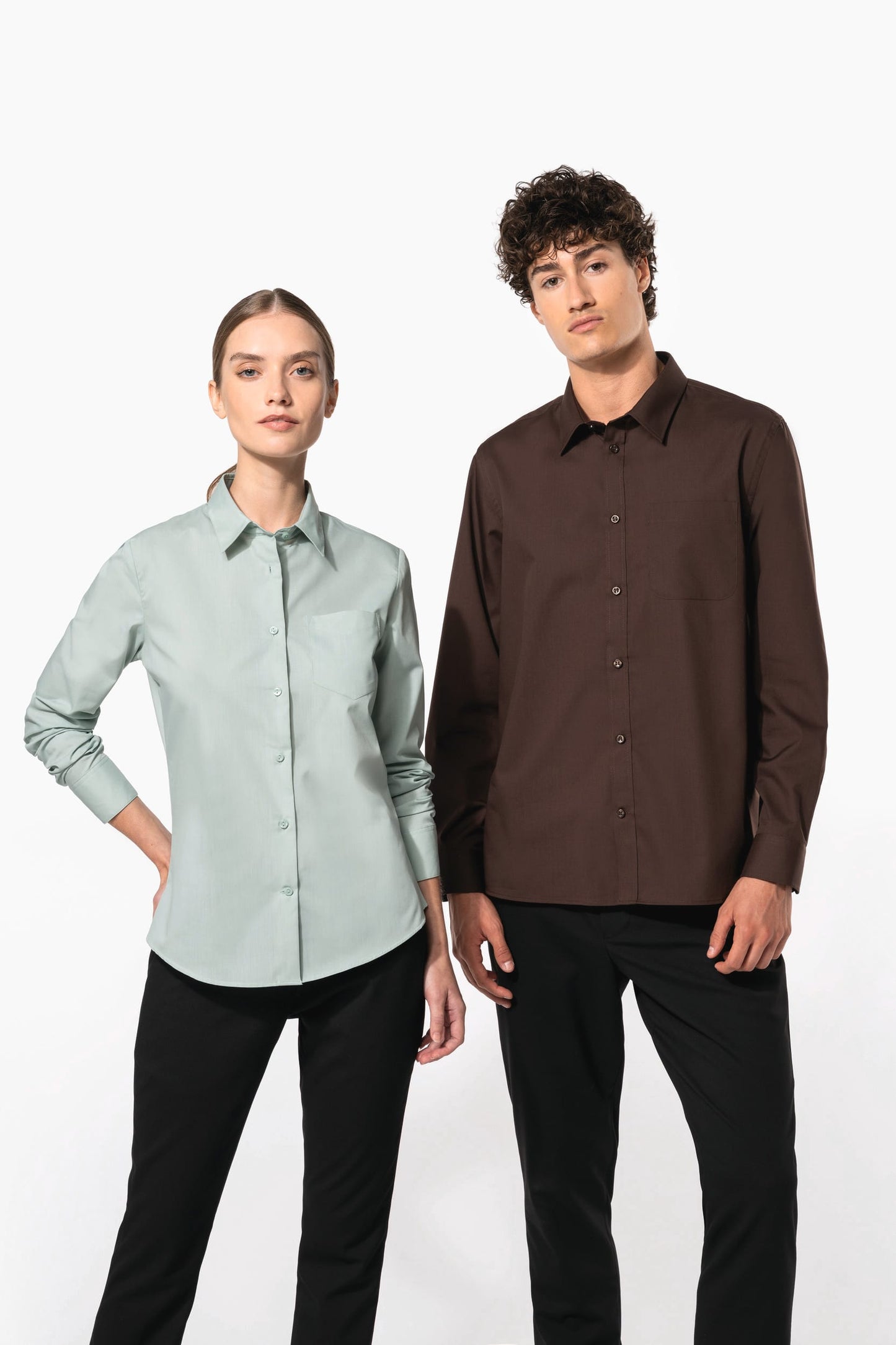 K549 - Camicia popeline policotone donna facile da lavare