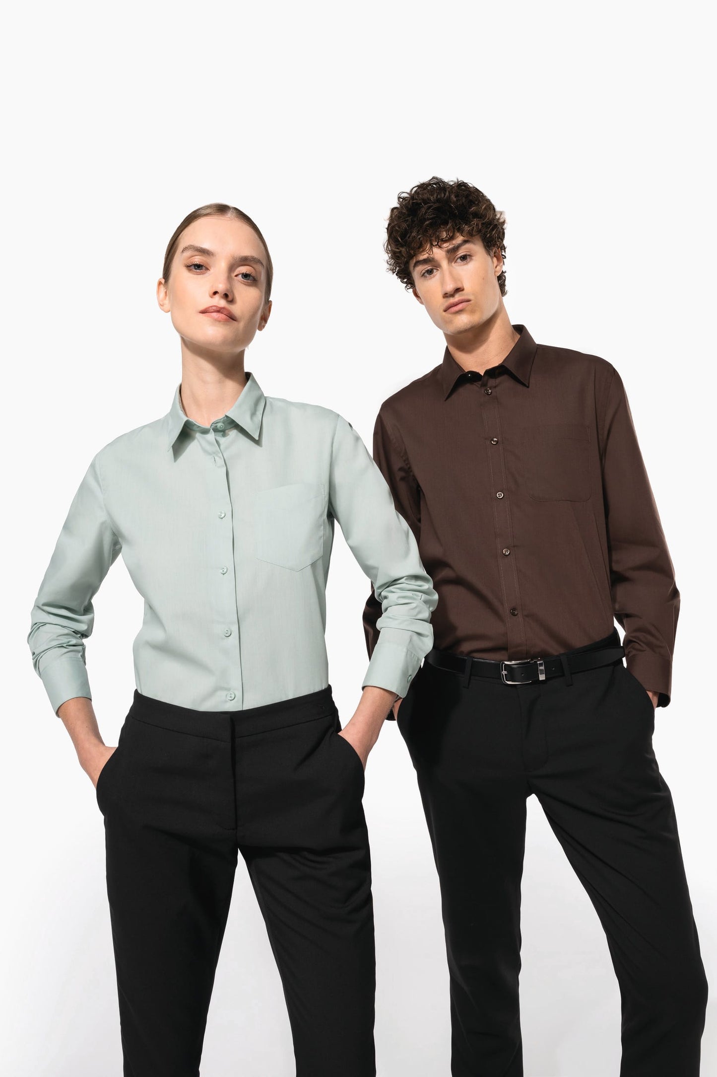 K545 - Camicia popeline policotone uomo facile da lavare