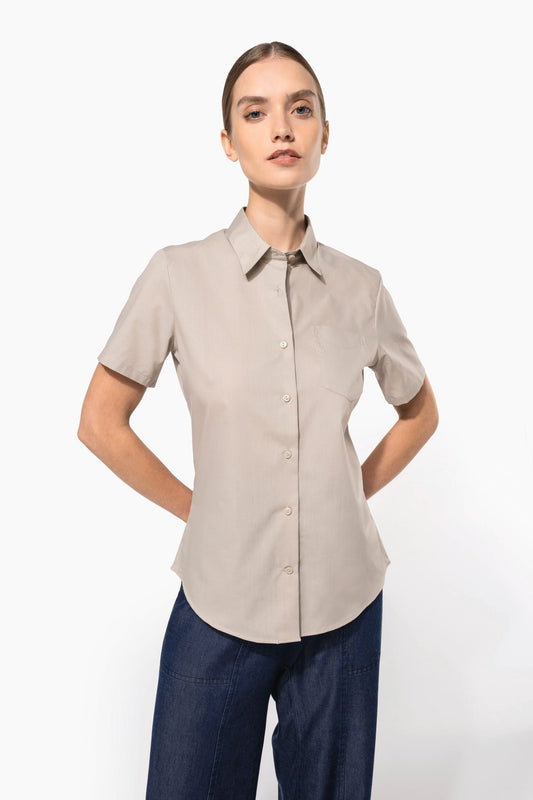 K548 - Camicia popeline policotone donna maniche corte facile da lavare