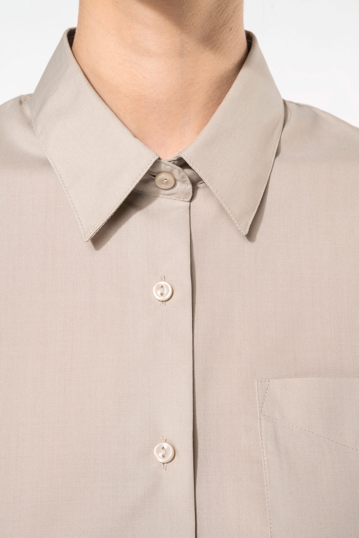 K548 - Camicia popeline policotone donna maniche corte facile da lavare