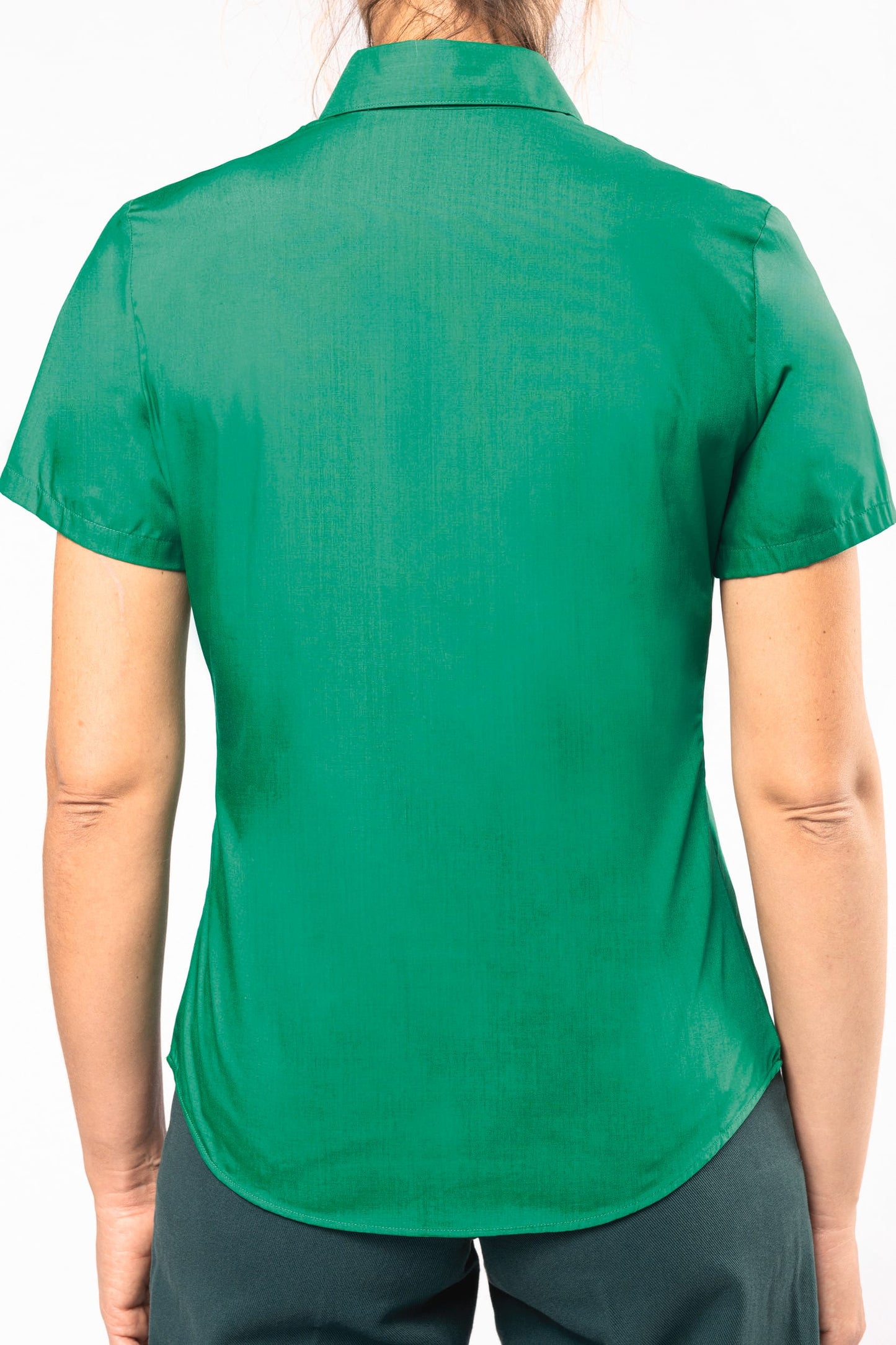 K548 - Camicia popeline policotone donna maniche corte facile da lavare