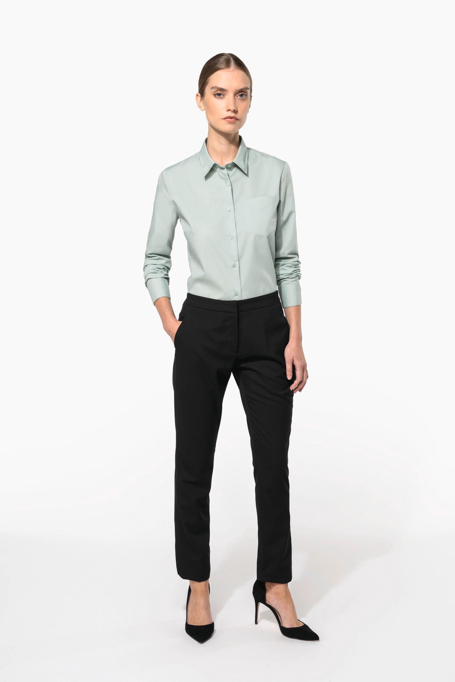 K549 - Camicia popeline policotone donna facile da lavare