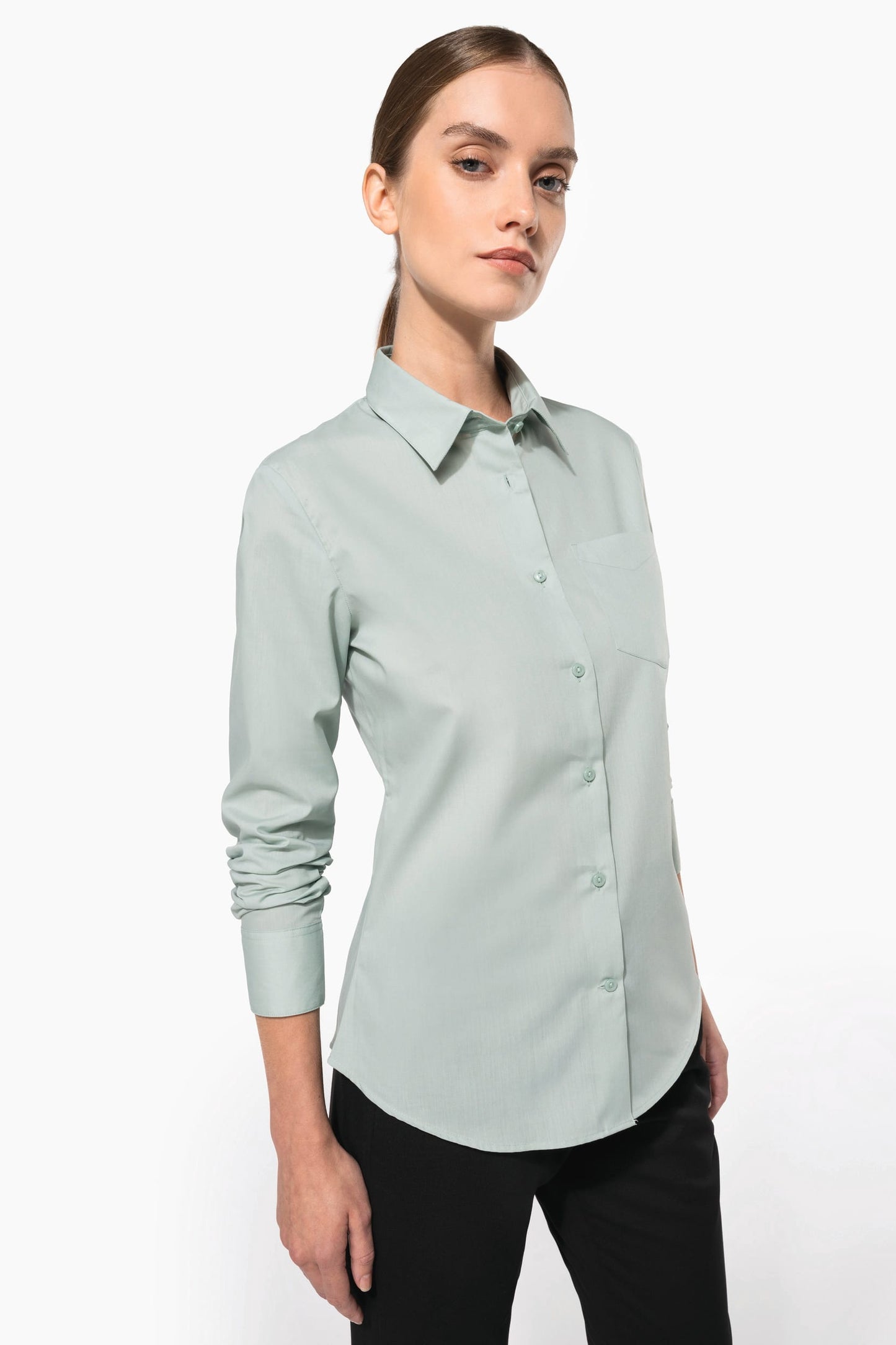 K549 - Camicia popeline policotone donna facile da lavare